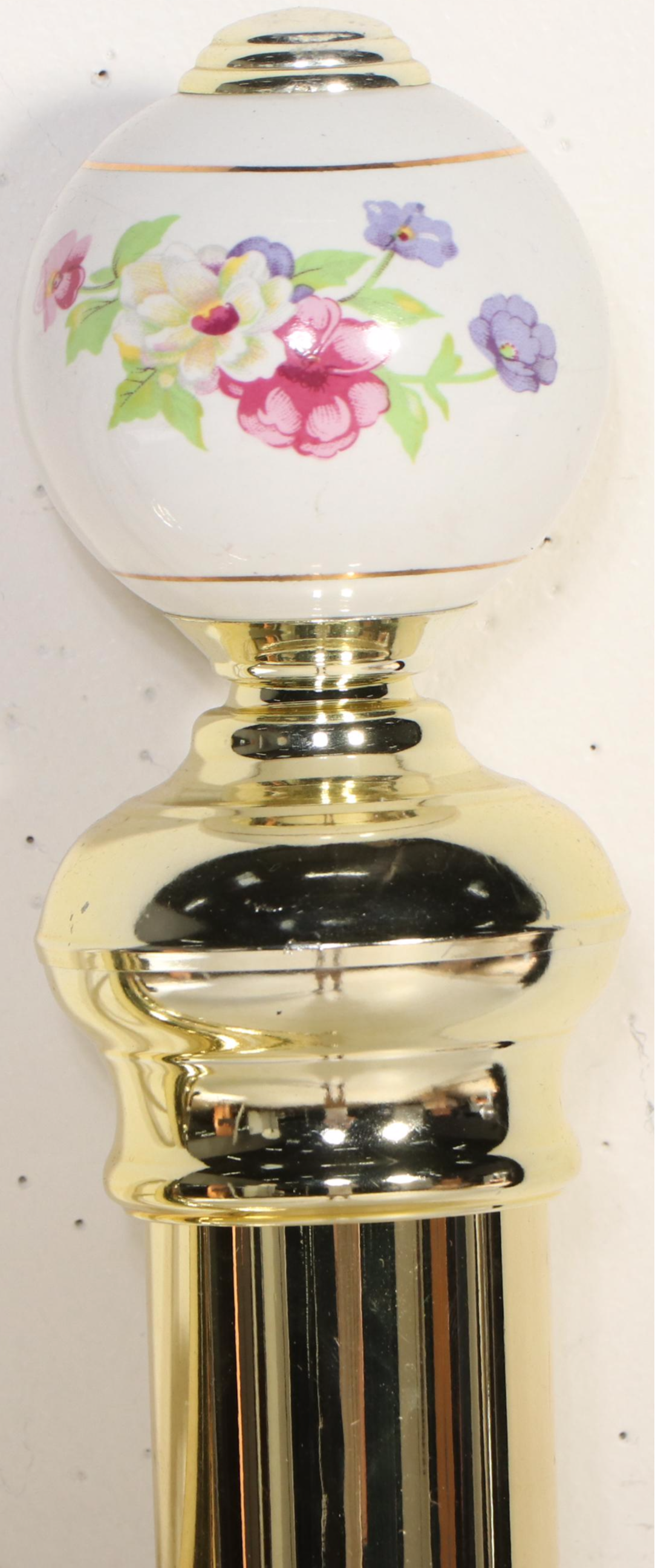 Pair of Victorian Style Lacquered Brass Twin Beds with Porcelain Orbs