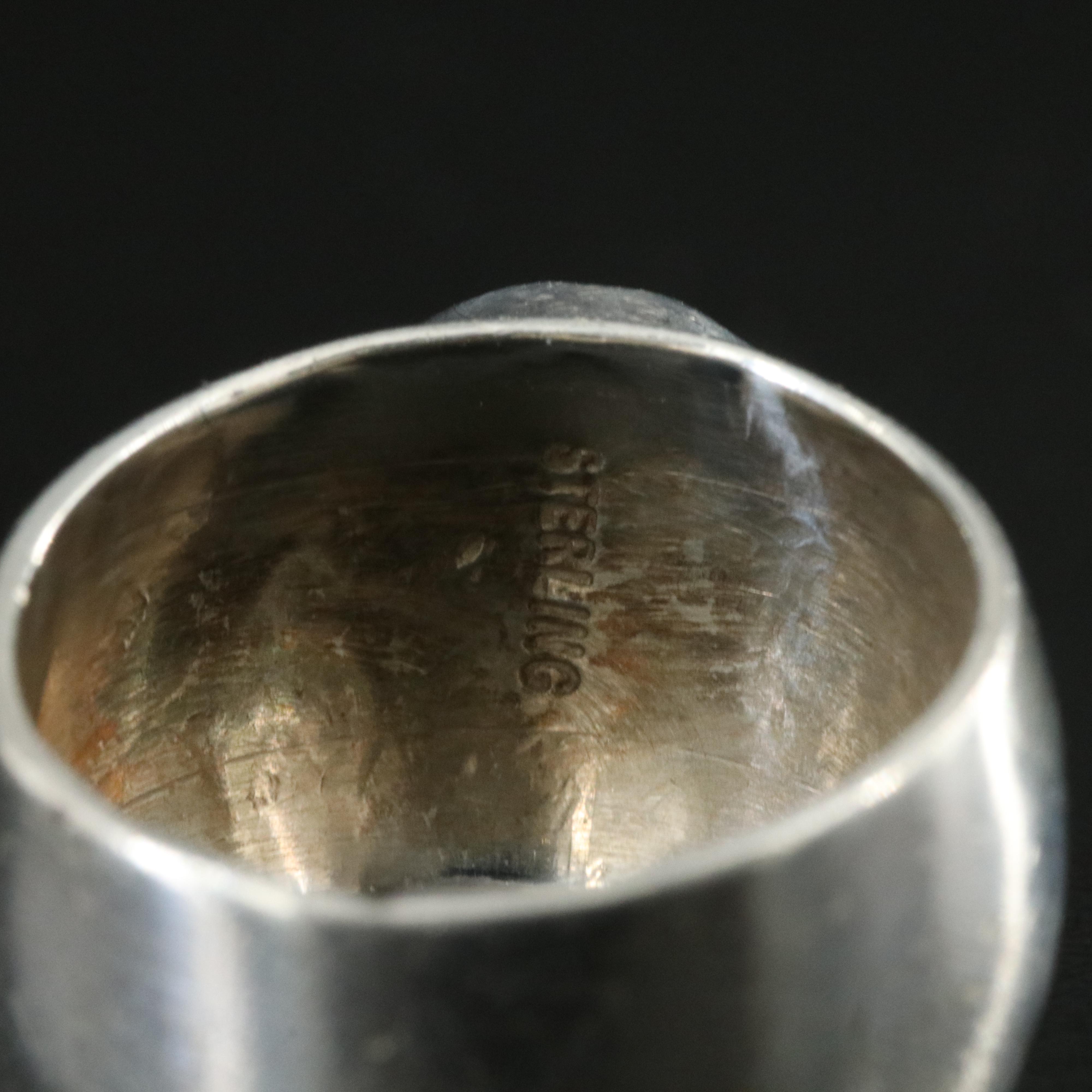 Southwestern Sterling Inlay Thunderbird Ring and Black Onyx Band