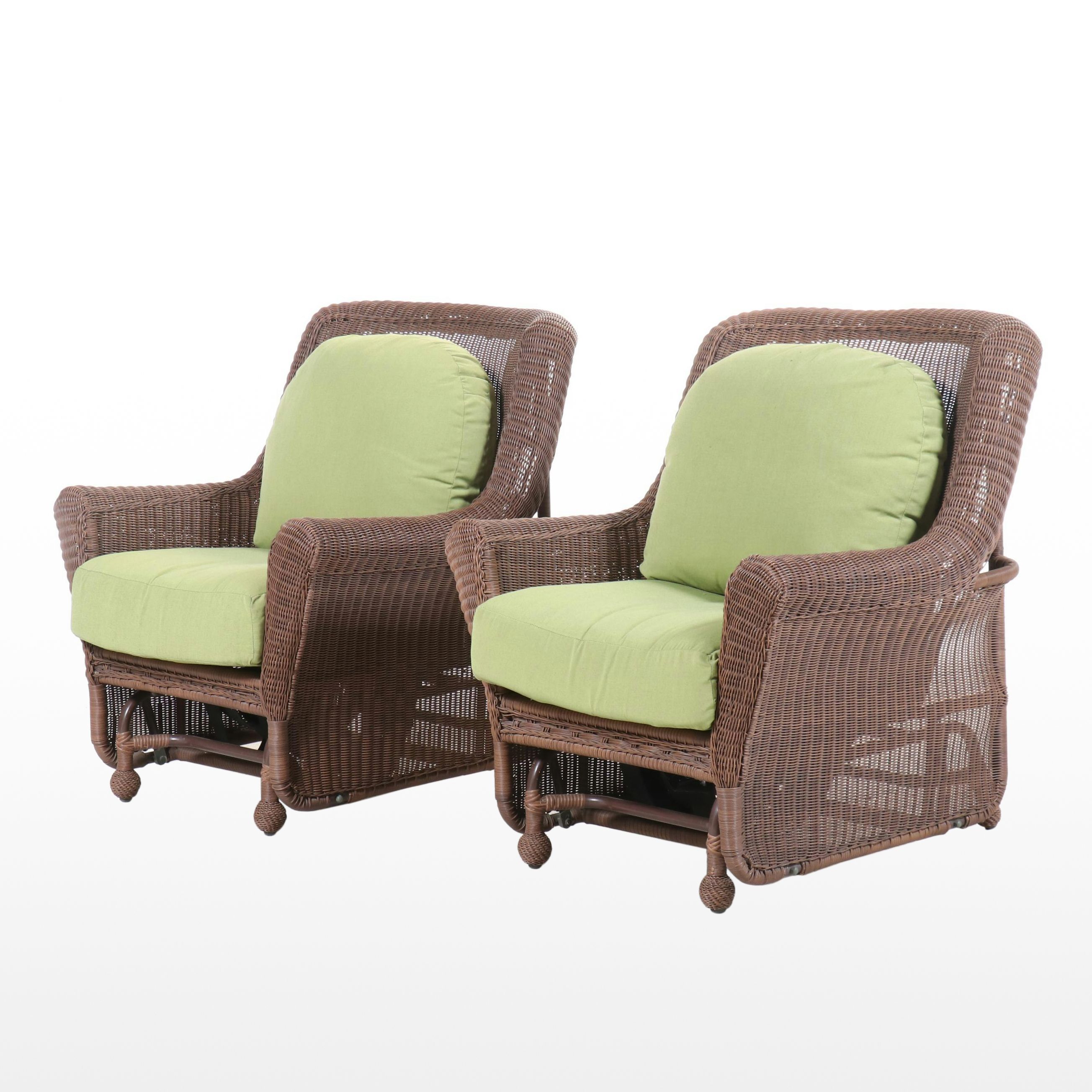 Pair of Resin Wicker Patio Lounge Chairs