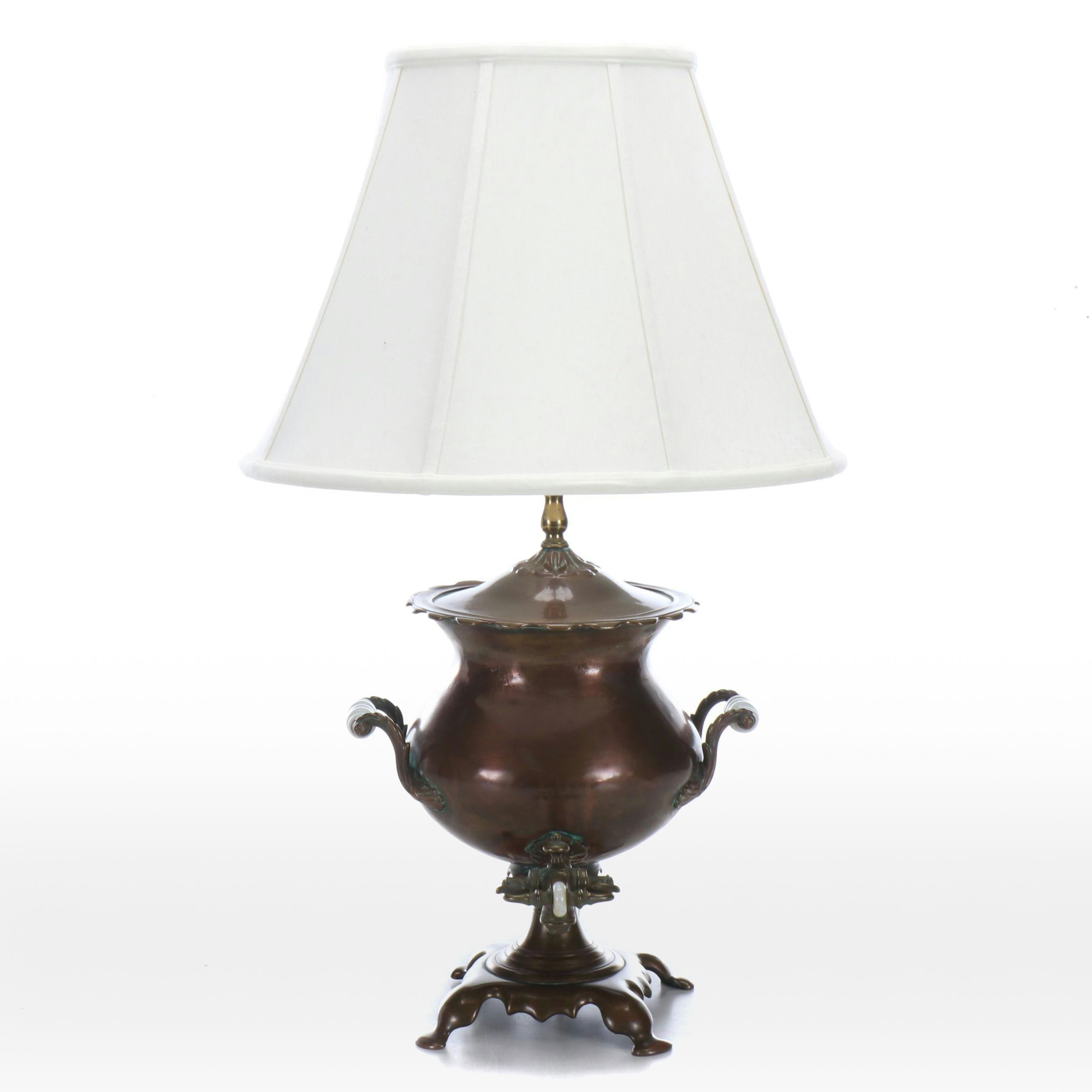 Copper Samovar Table Lamp with Kichler Silk Shade