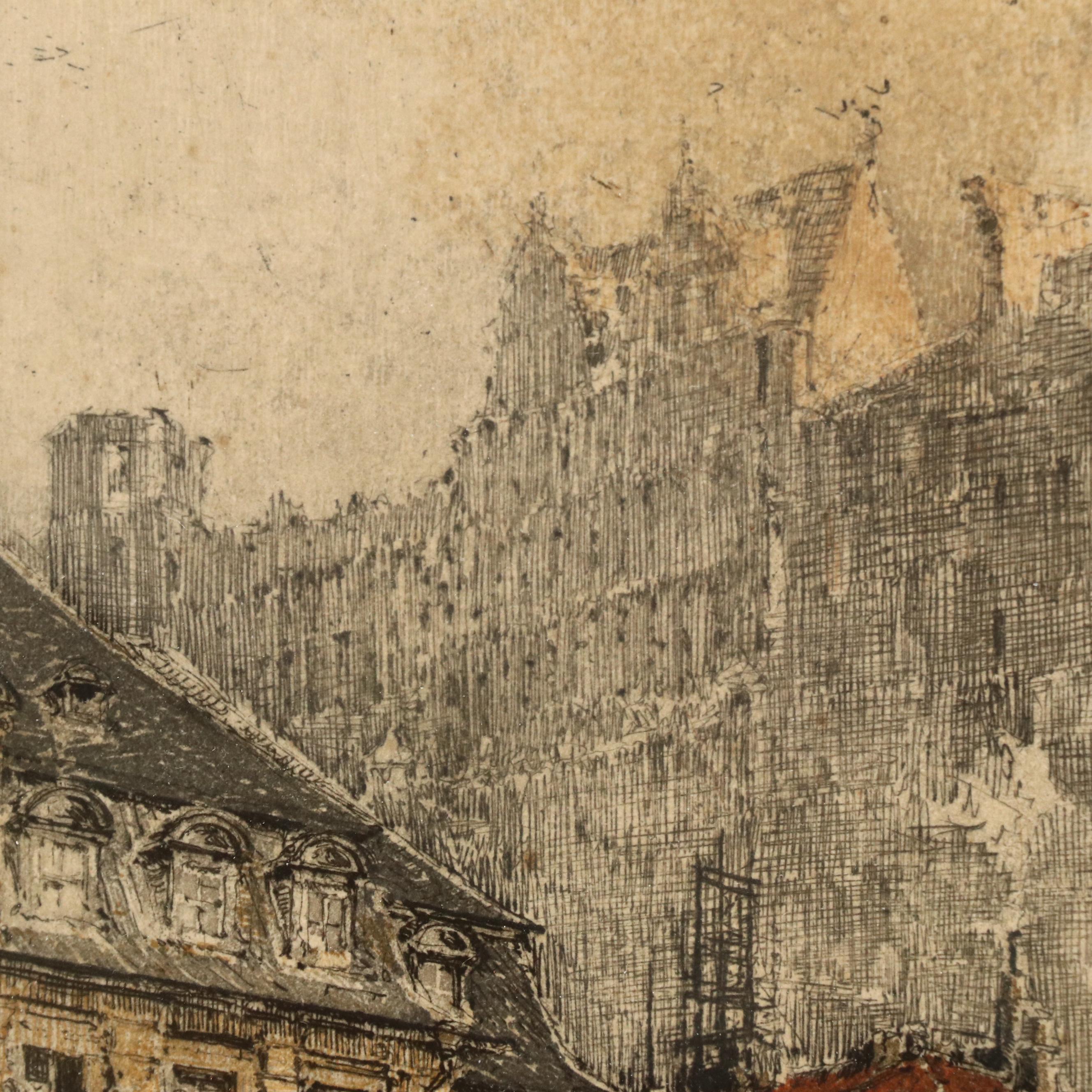 Luigi Kasimir Etching of Heidelberg, Early 20th Century