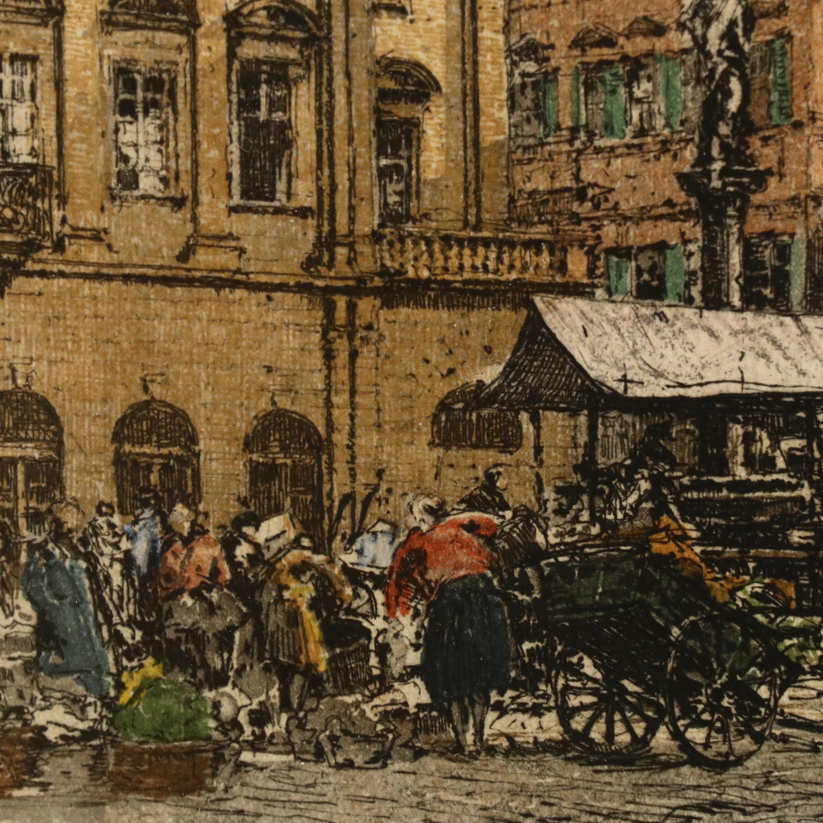 Luigi Kasimir Etching of Heidelberg, Early 20th Century