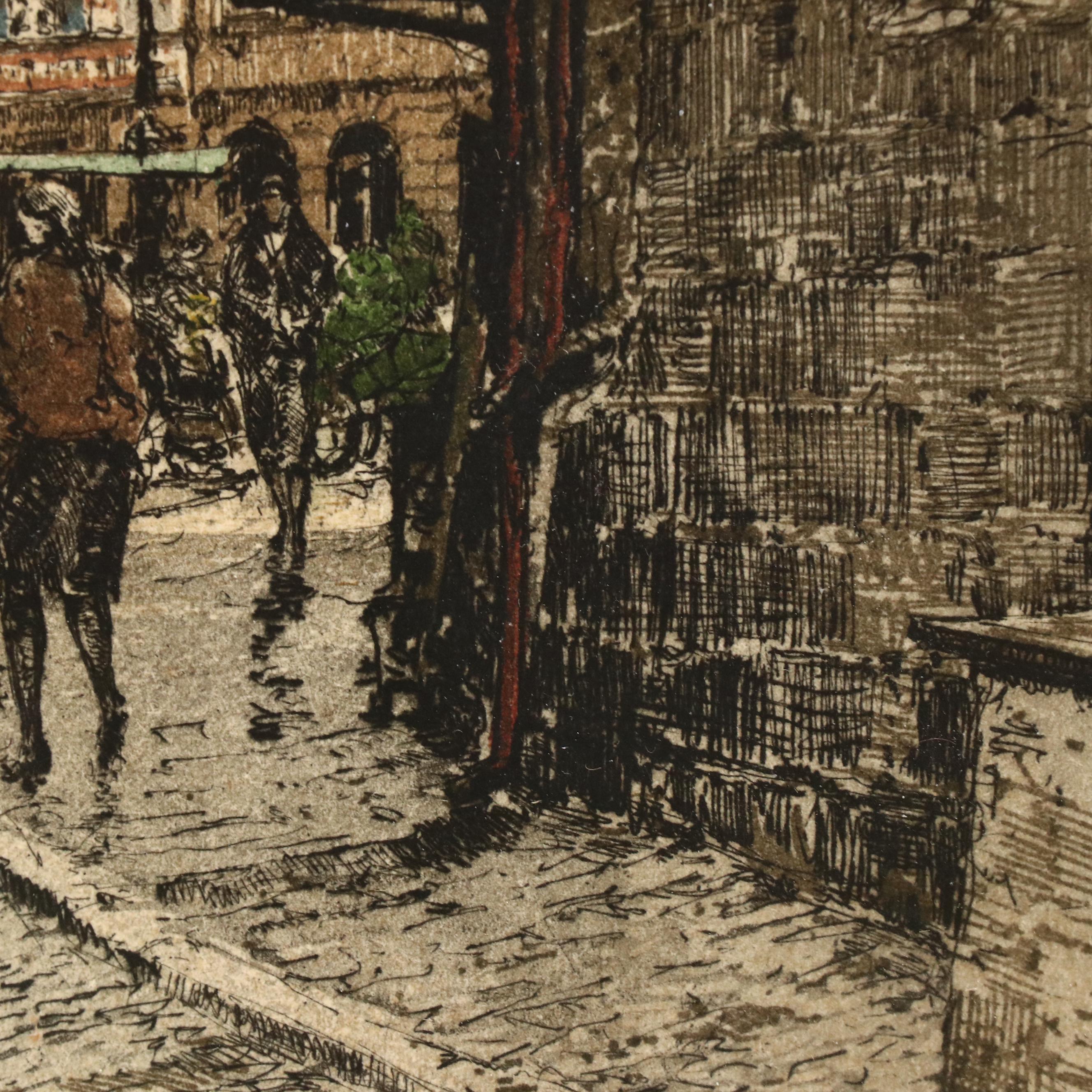 Luigi Kasimir Etching of Heidelberg, Early 20th Century