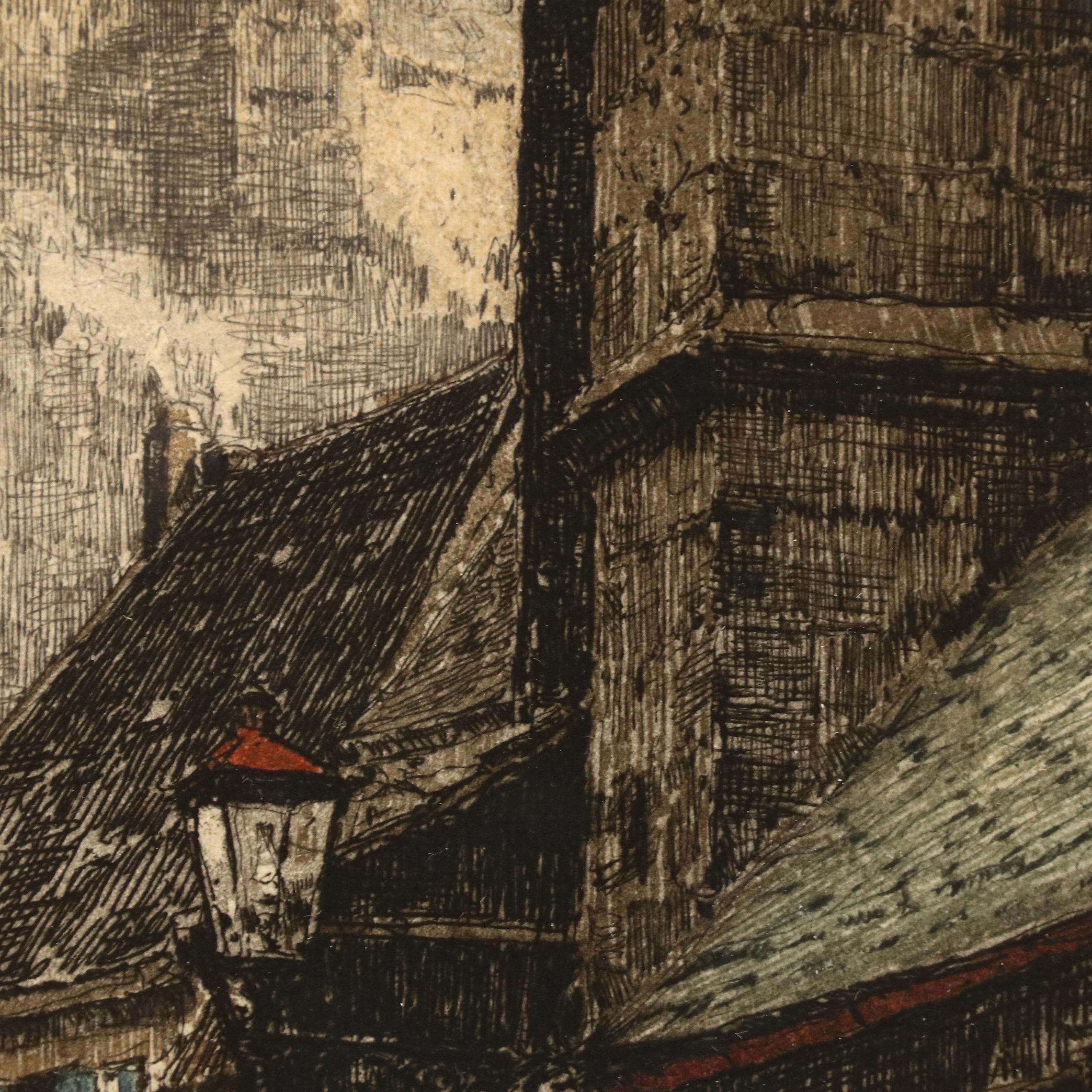 Luigi Kasimir Etching of Heidelberg, Early 20th Century