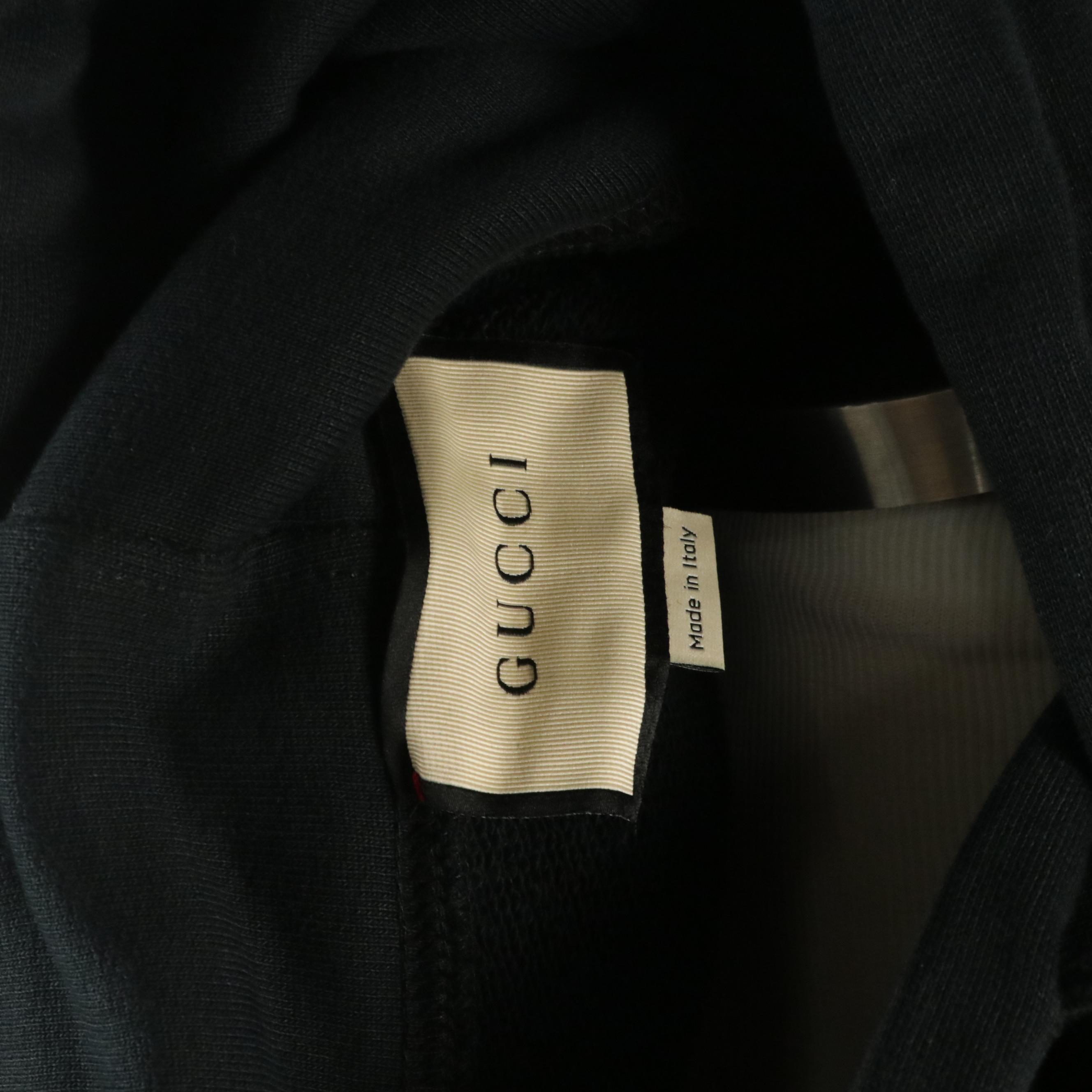 Men's Gucci Blade Logo Hoodie in Black Cotton