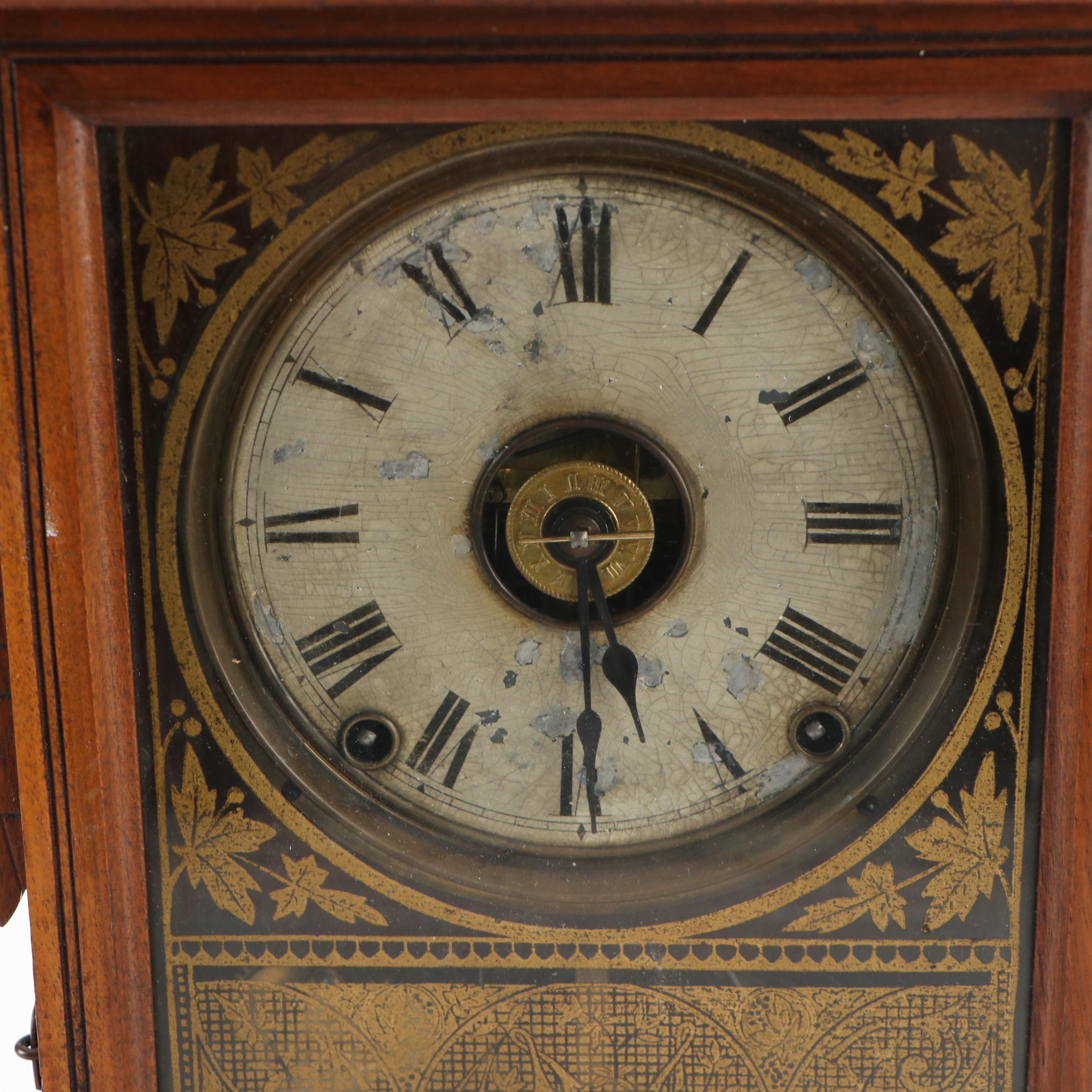 Seth Thomas "Eclipse" Spoon Carved Wooden Mantel Clock