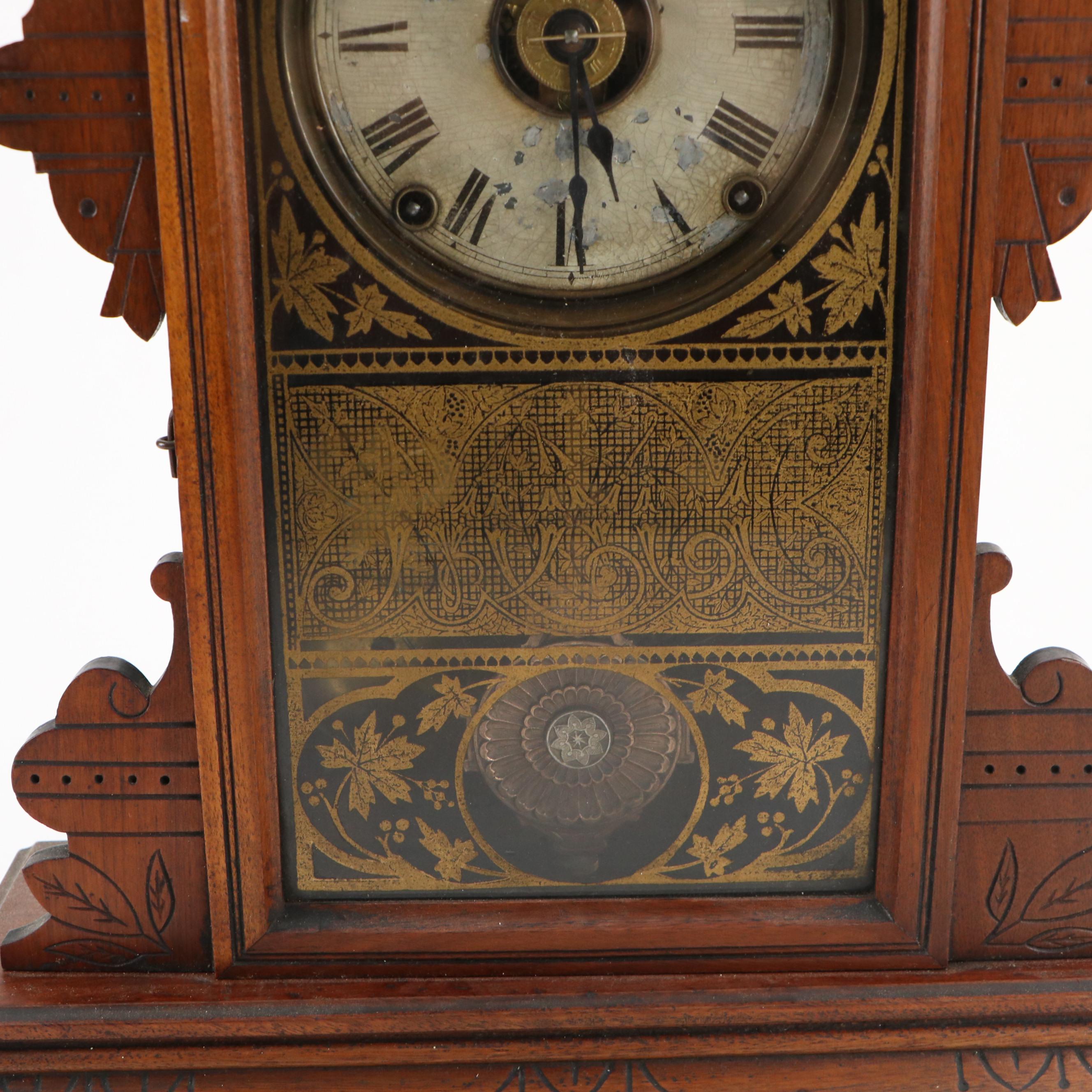 Seth Thomas "Eclipse" Spoon Carved Wooden Mantel Clock