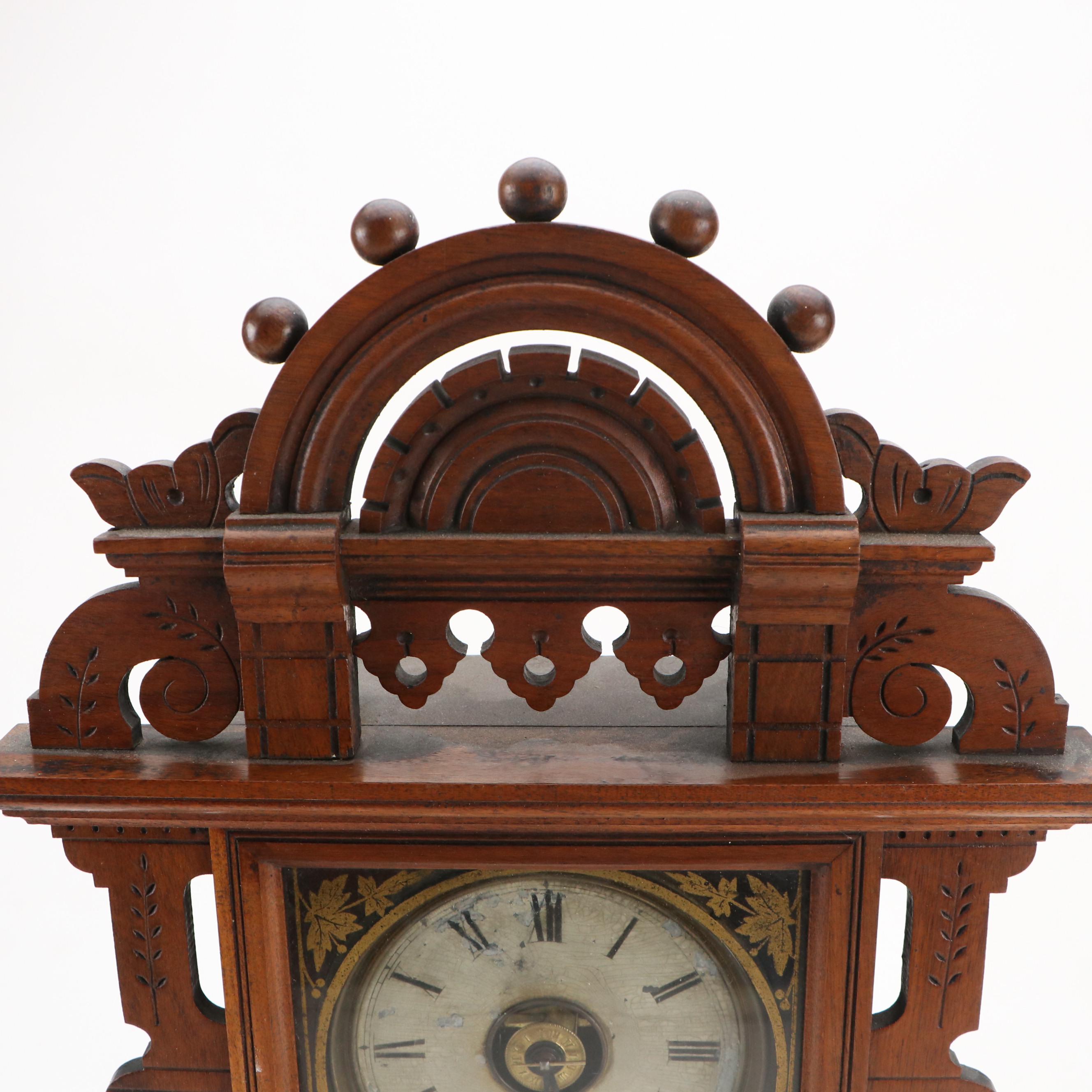 Seth Thomas "Eclipse" Spoon Carved Wooden Mantel Clock