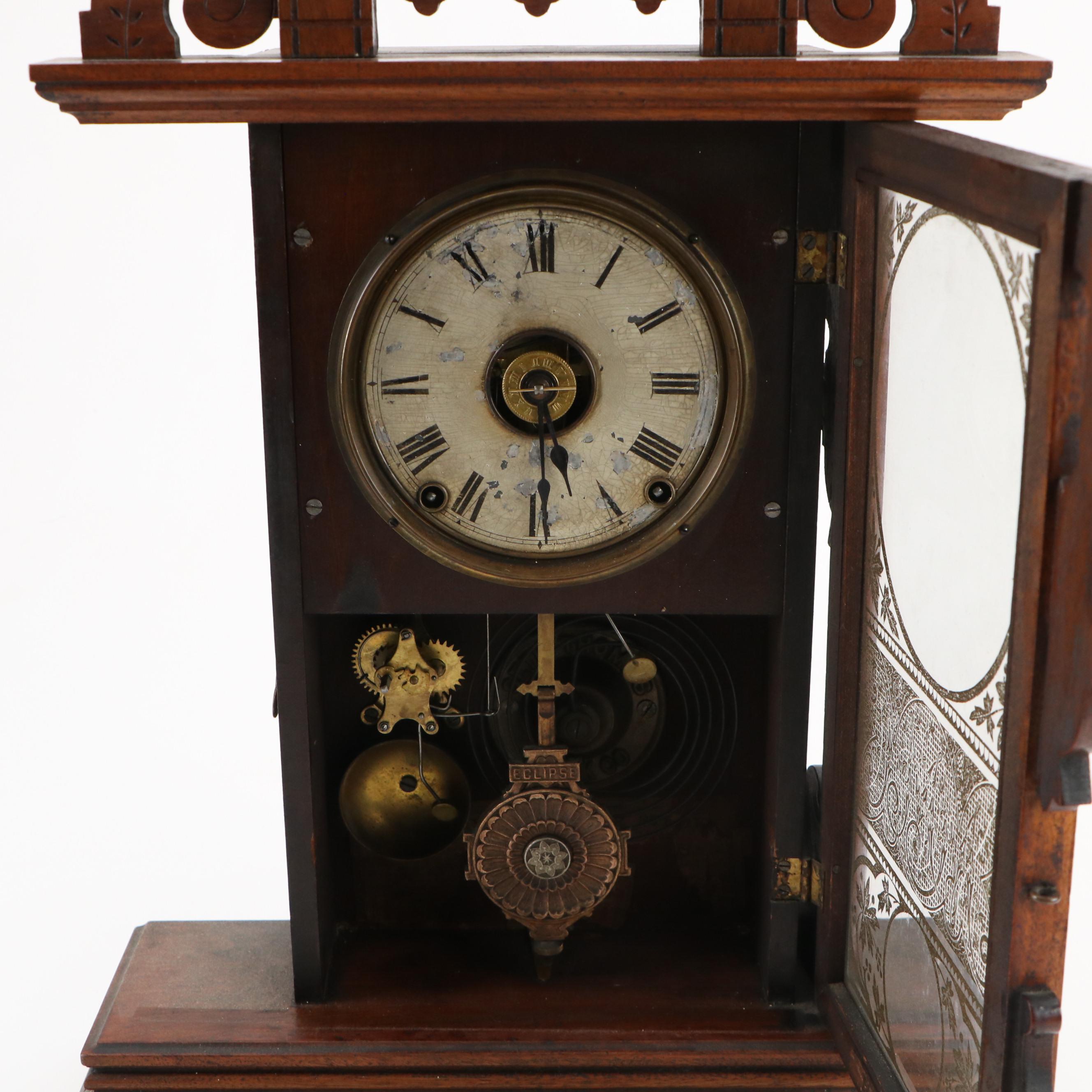 Seth Thomas "Eclipse" Spoon Carved Wooden Mantel Clock