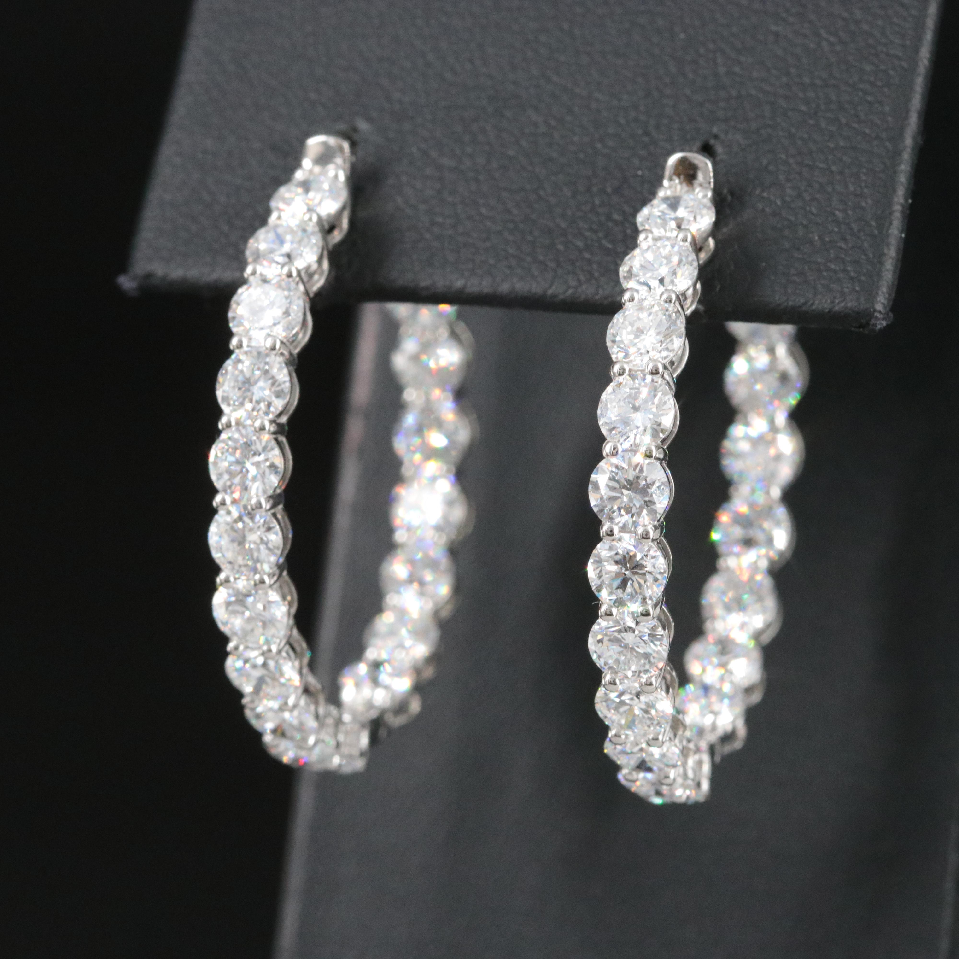 Platinum 9.52 CTW Lab Grown Diamond Inside Out Hoop Earrings