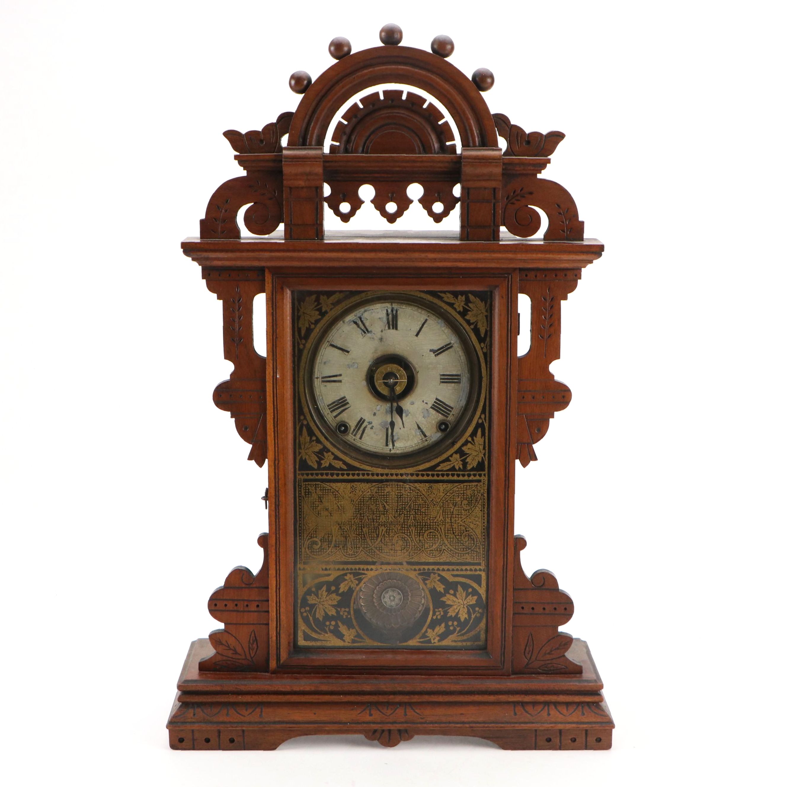 Seth Thomas "Eclipse" Spoon Carved Wooden Mantel Clock