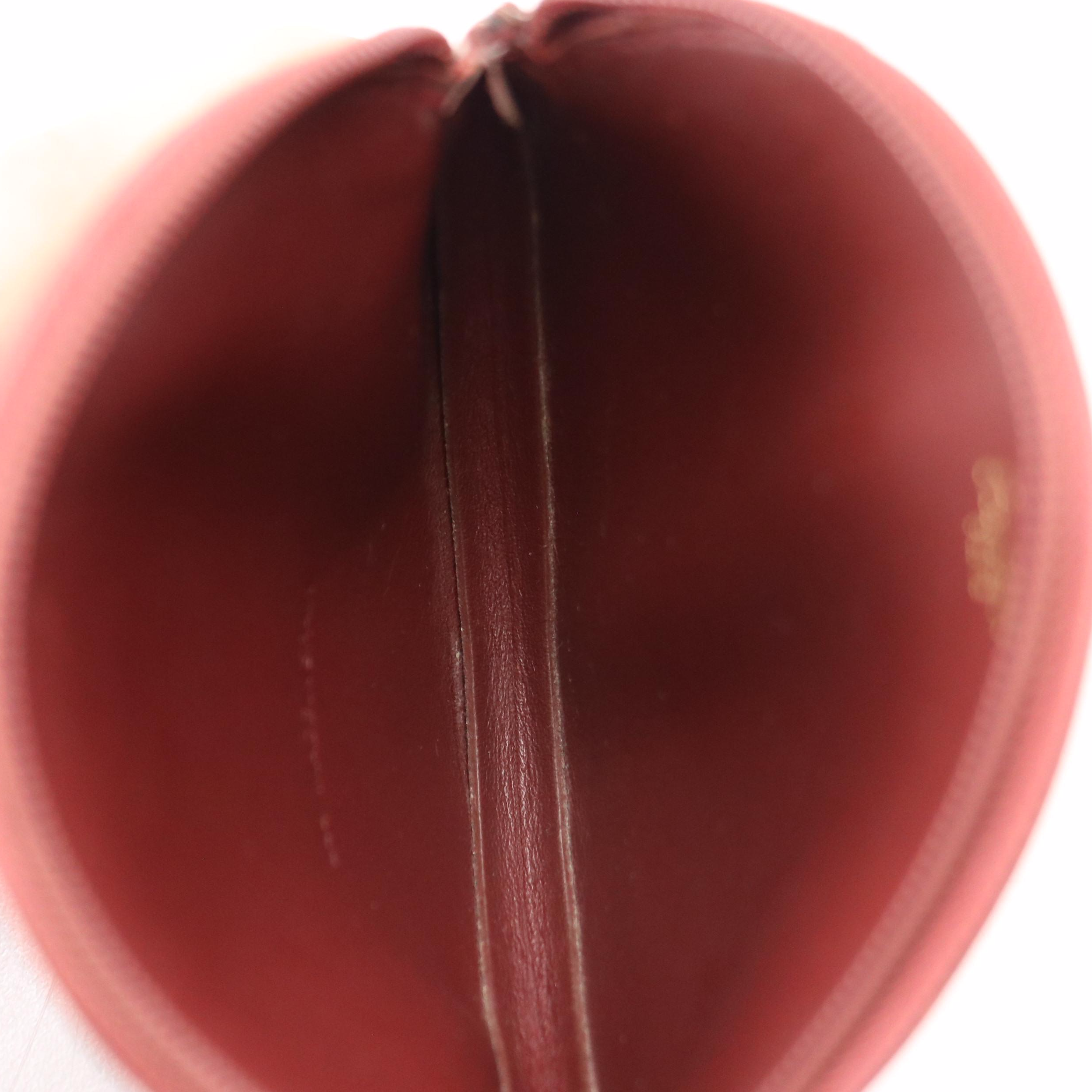 Cartier Round Coin Purse in Burgundy Leather
