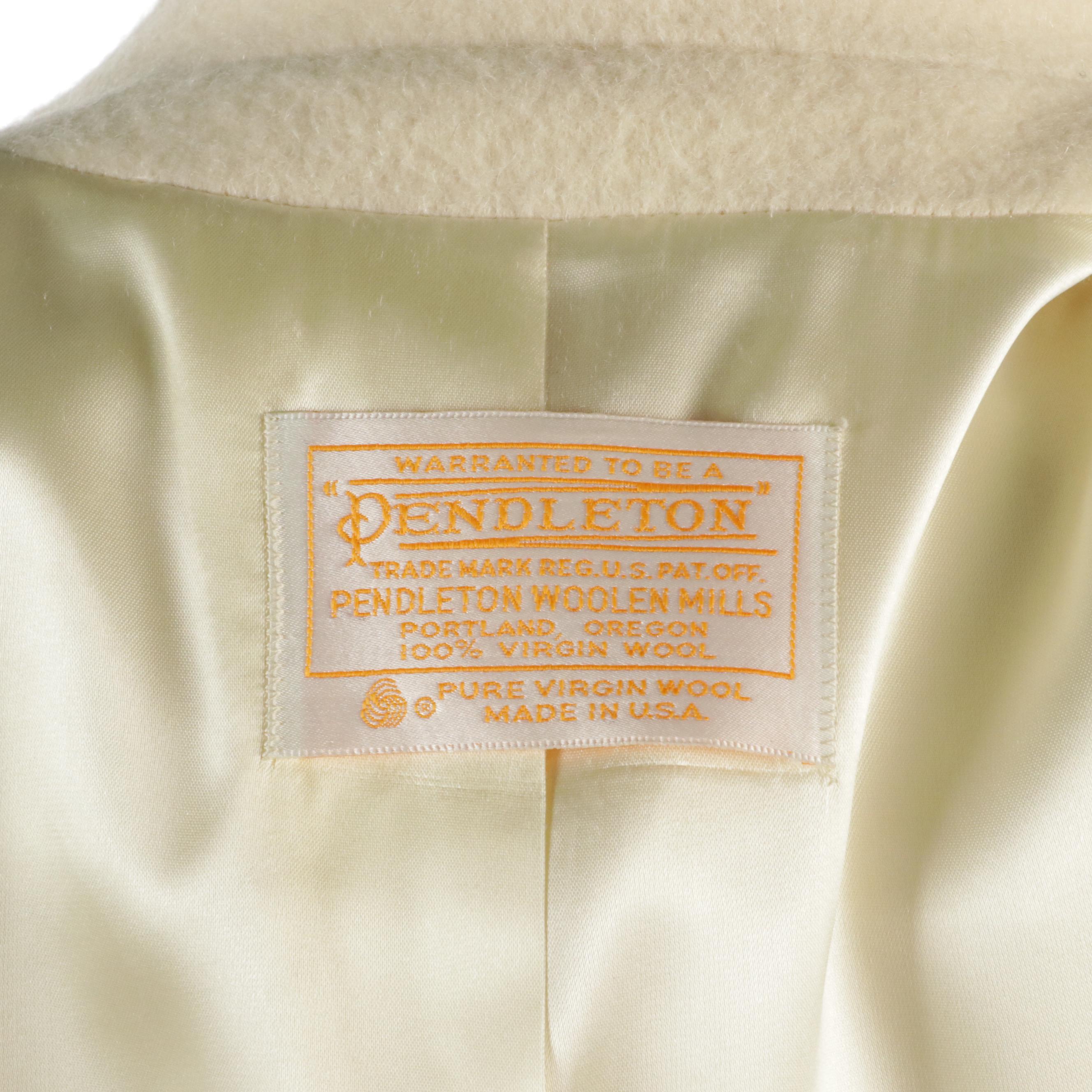 Pendleton Vintage Ivory Wool Double-Breasted Coat