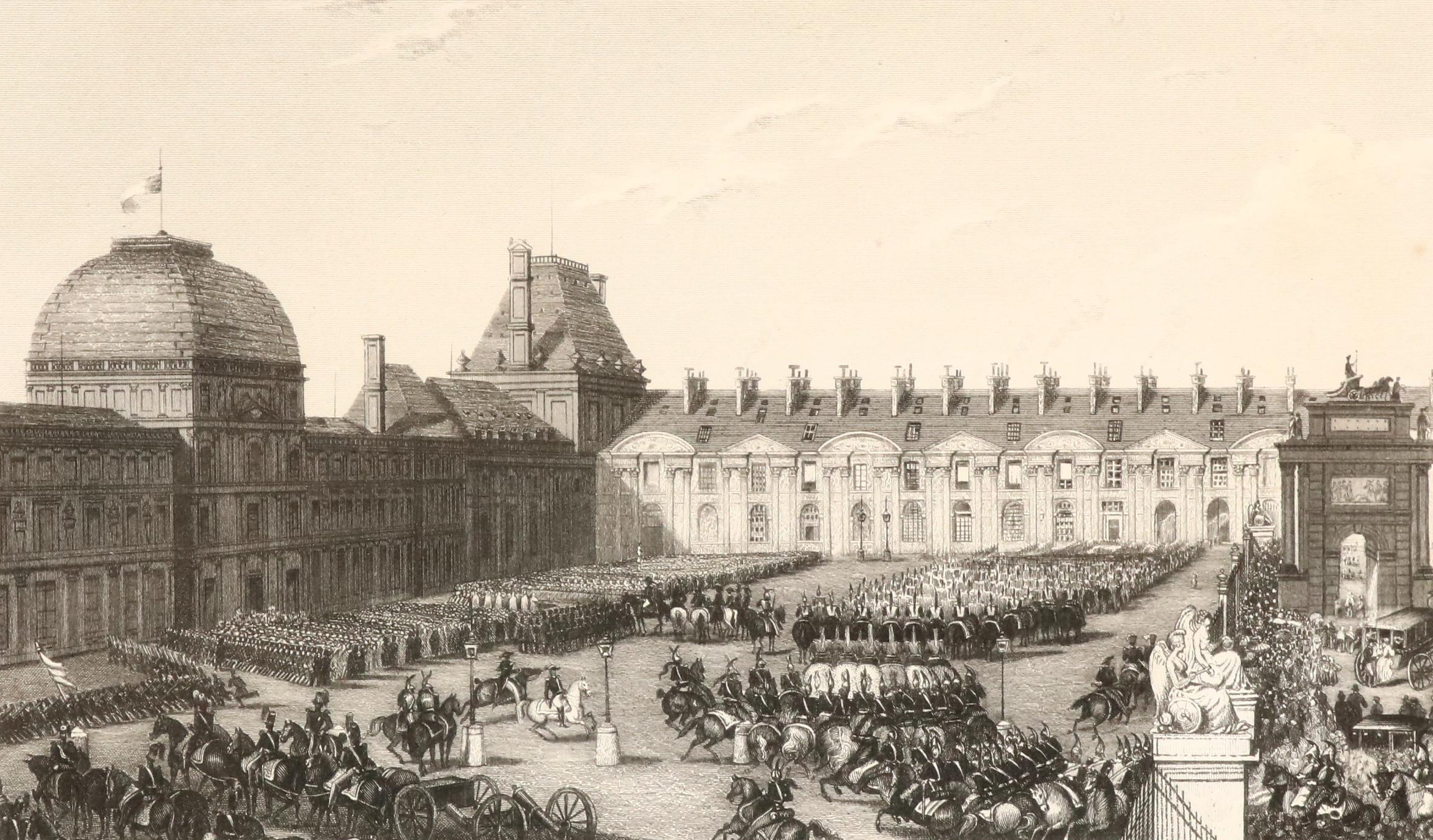 French Architectural Engravings Including "Der Hof der Tuilerien"