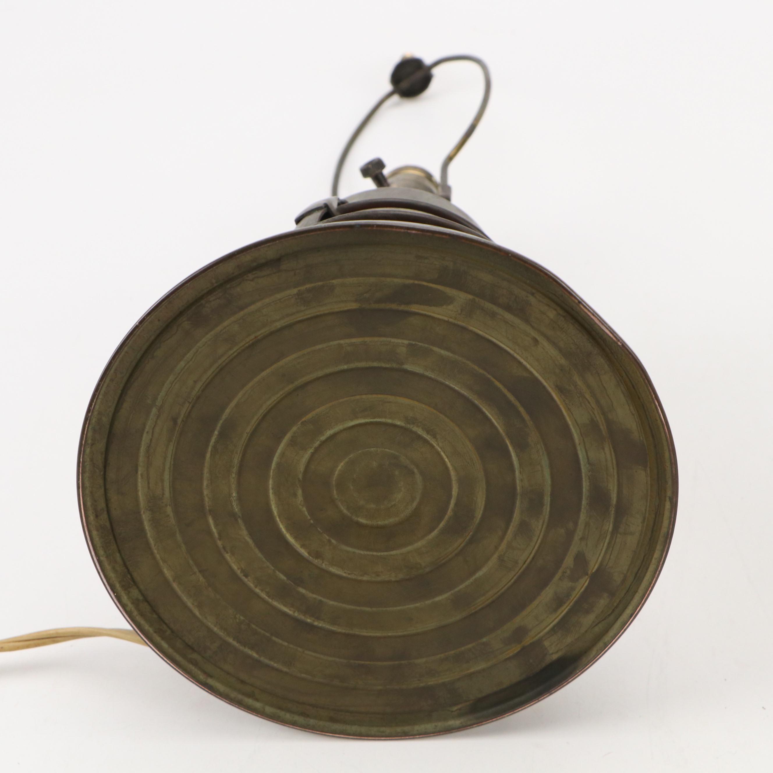 Embury Mfg "Traffic Gard" Signal Lantern Table Lamp with Square Bell Shade