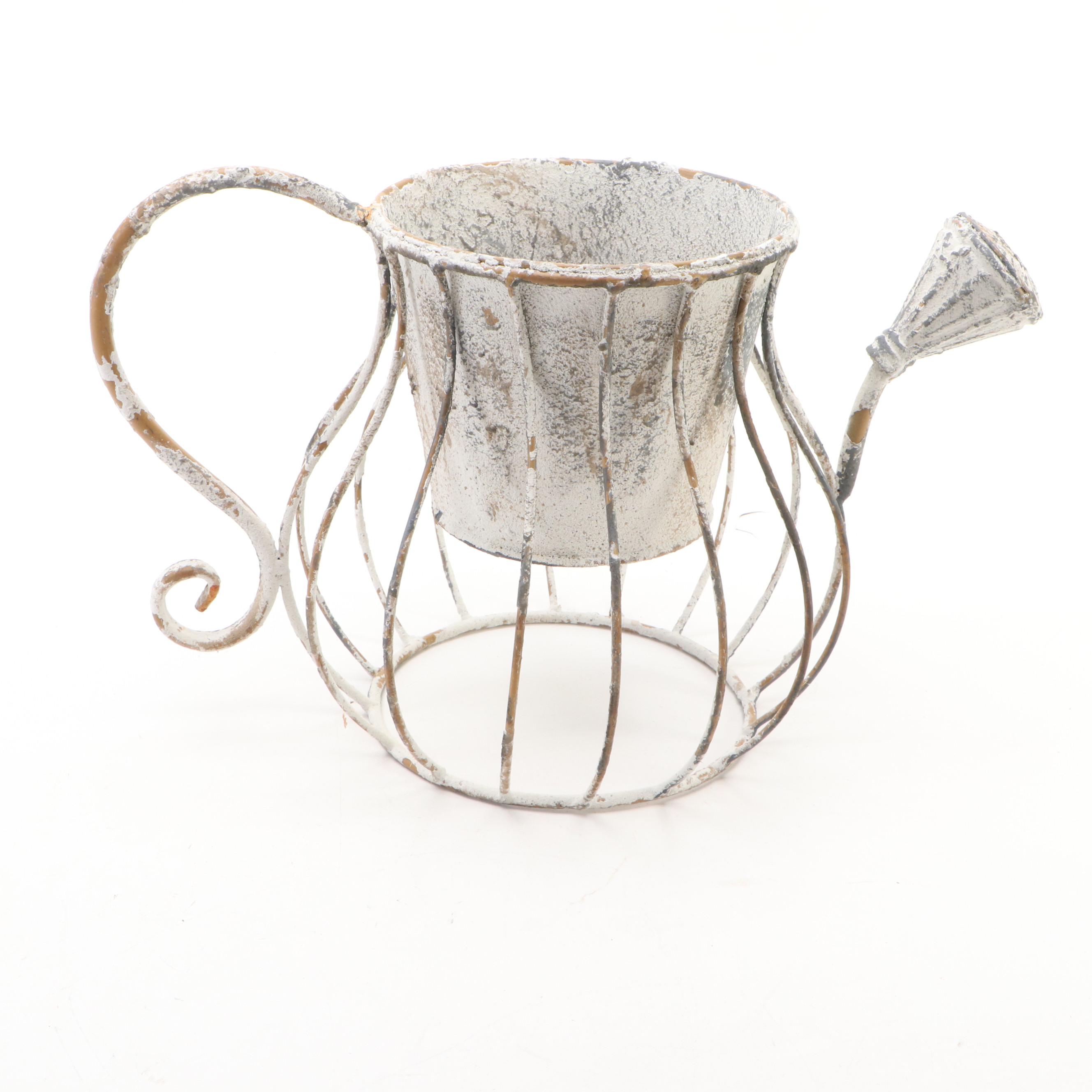 Wire Basket with Planters and Décor