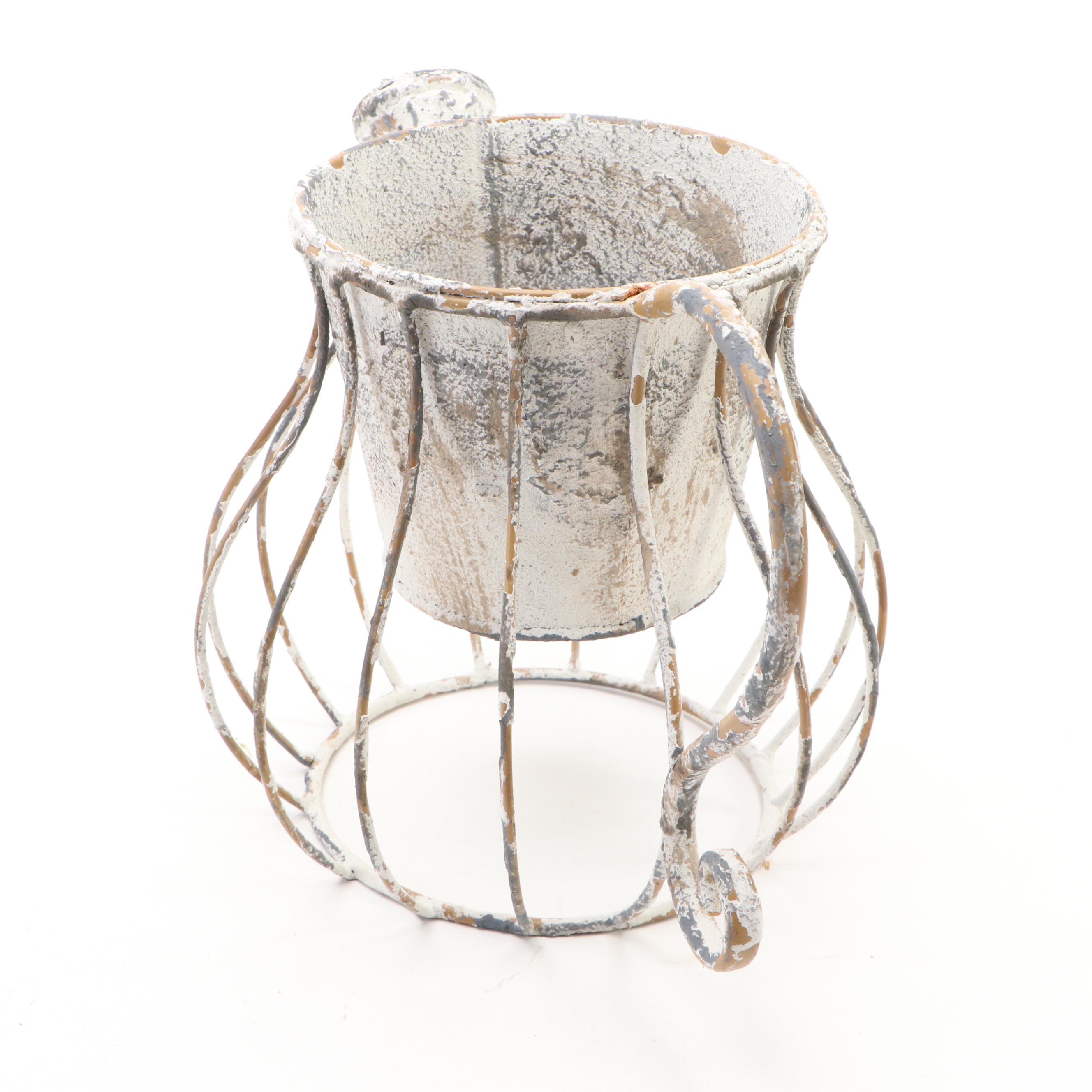 Wire Basket with Planters and Décor