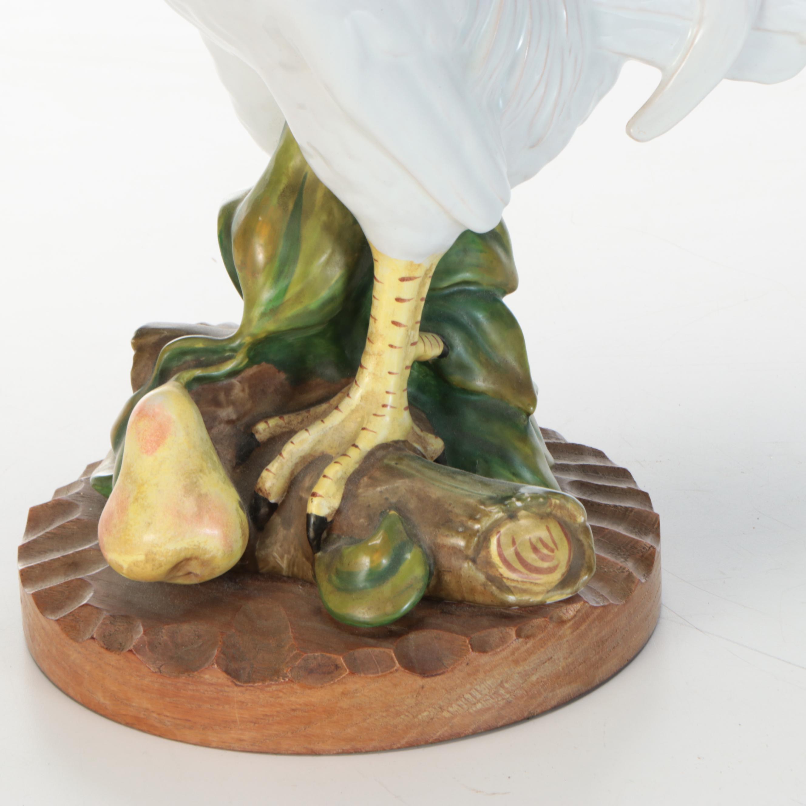 Ceramic Hand-Painted Rooster Table Lamp with Silk Shade