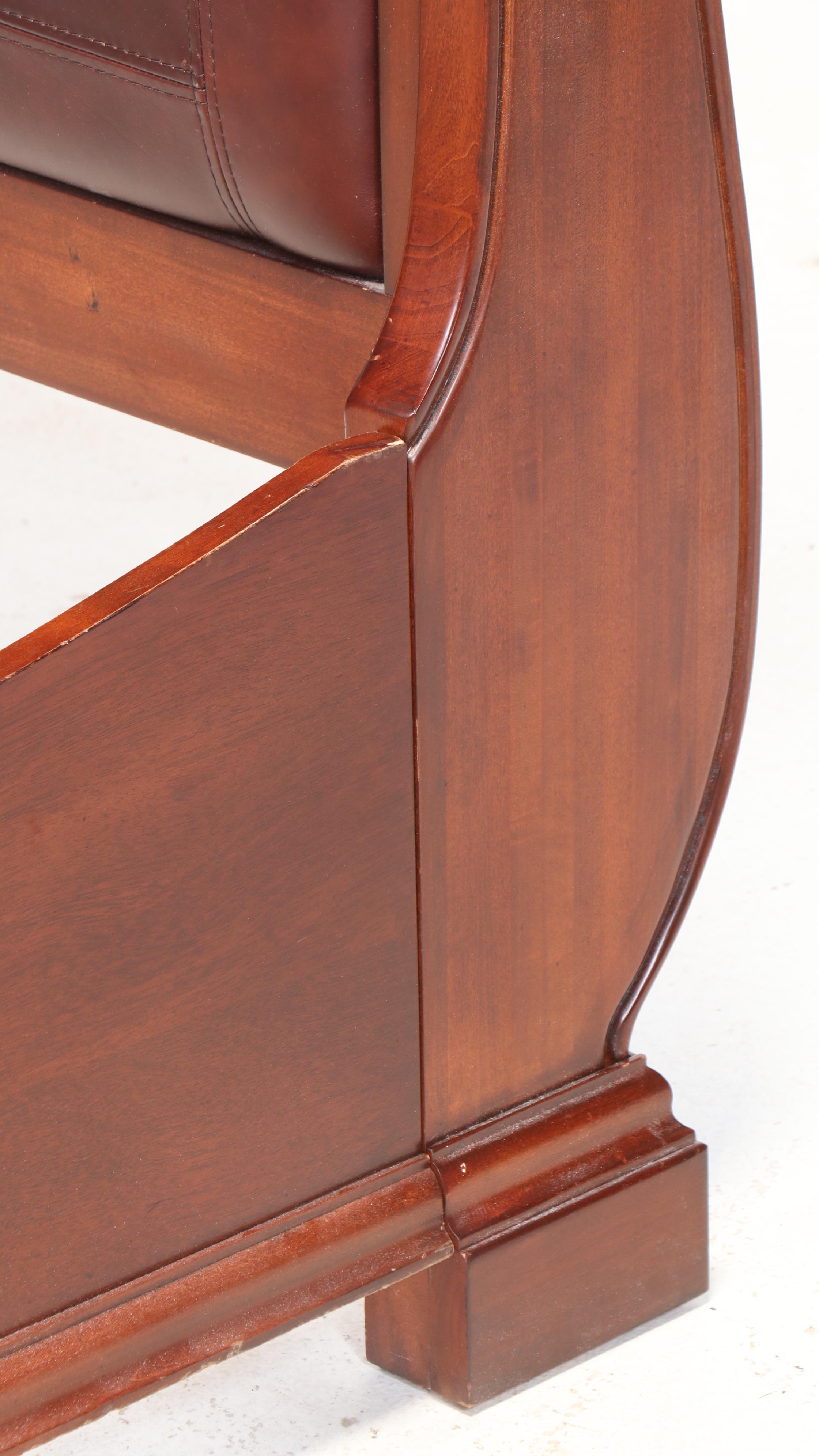 Edwardian Style Sleigh Bed in Queen Size with Faux Leather Padded Headboard