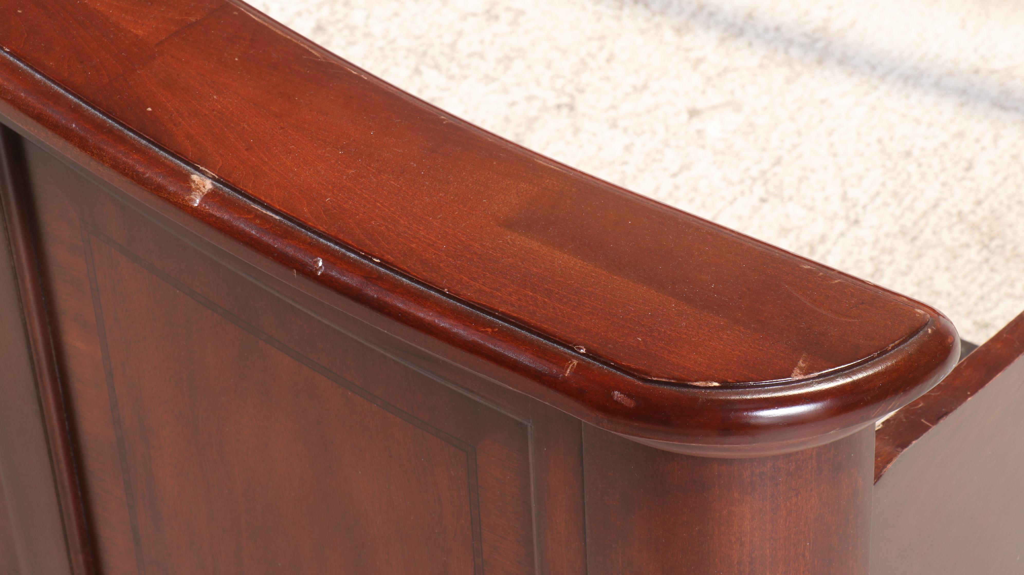 Edwardian Style Sleigh Bed in Queen Size with Faux Leather Padded Headboard