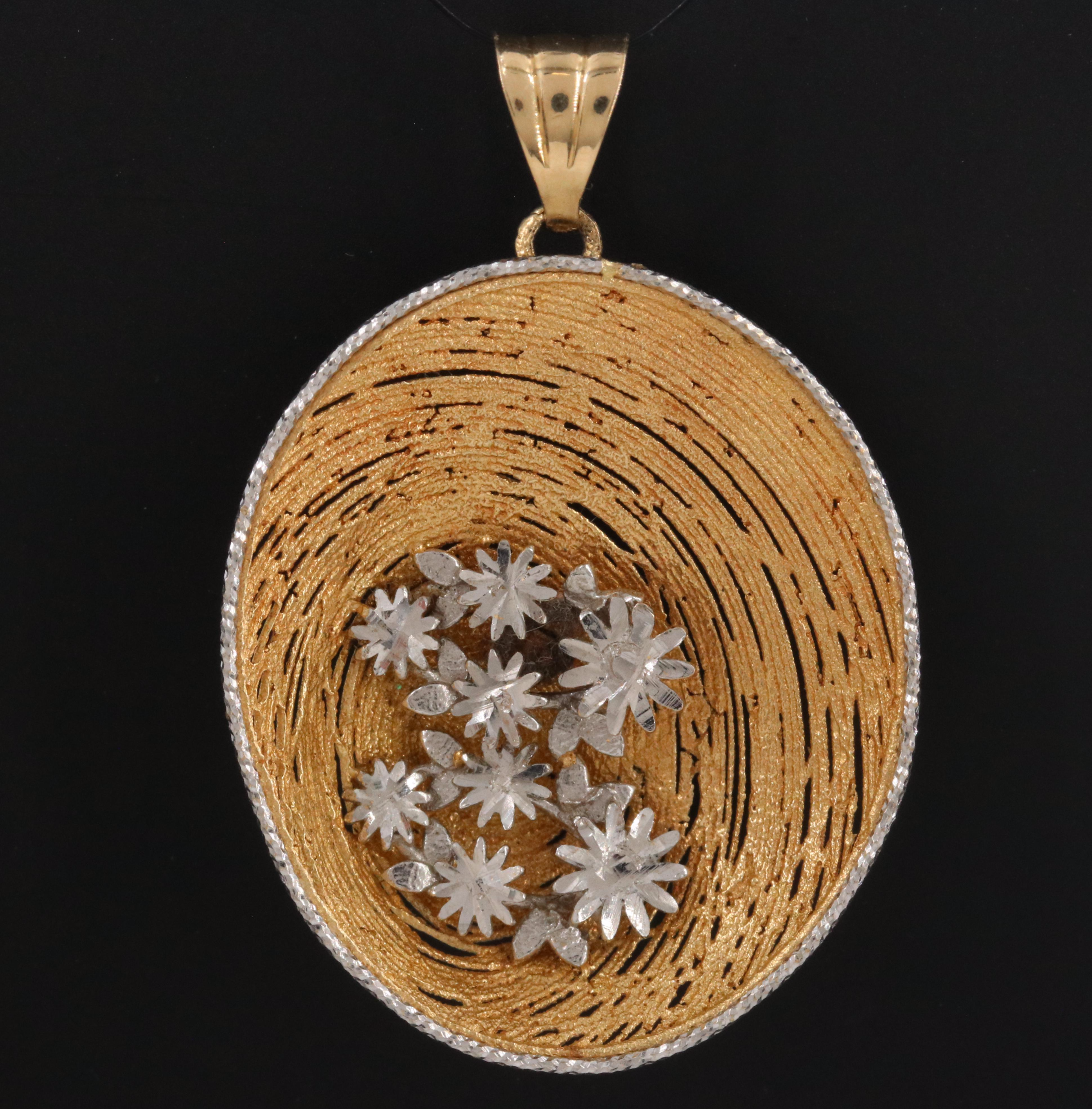 14K Two-Tone Floral Pendant