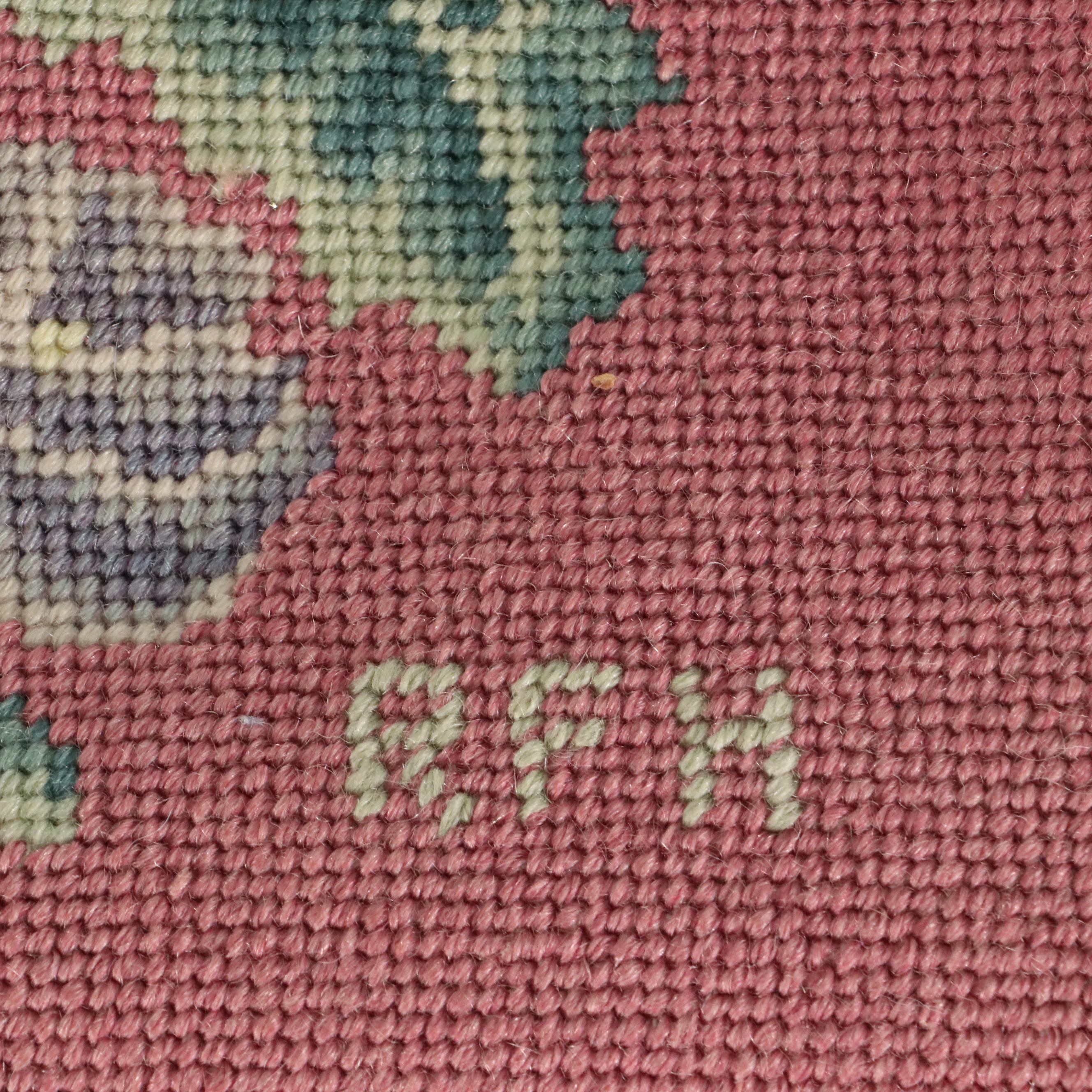 Queen Anne Style Footstool with Needlepoint Top, 20th Century