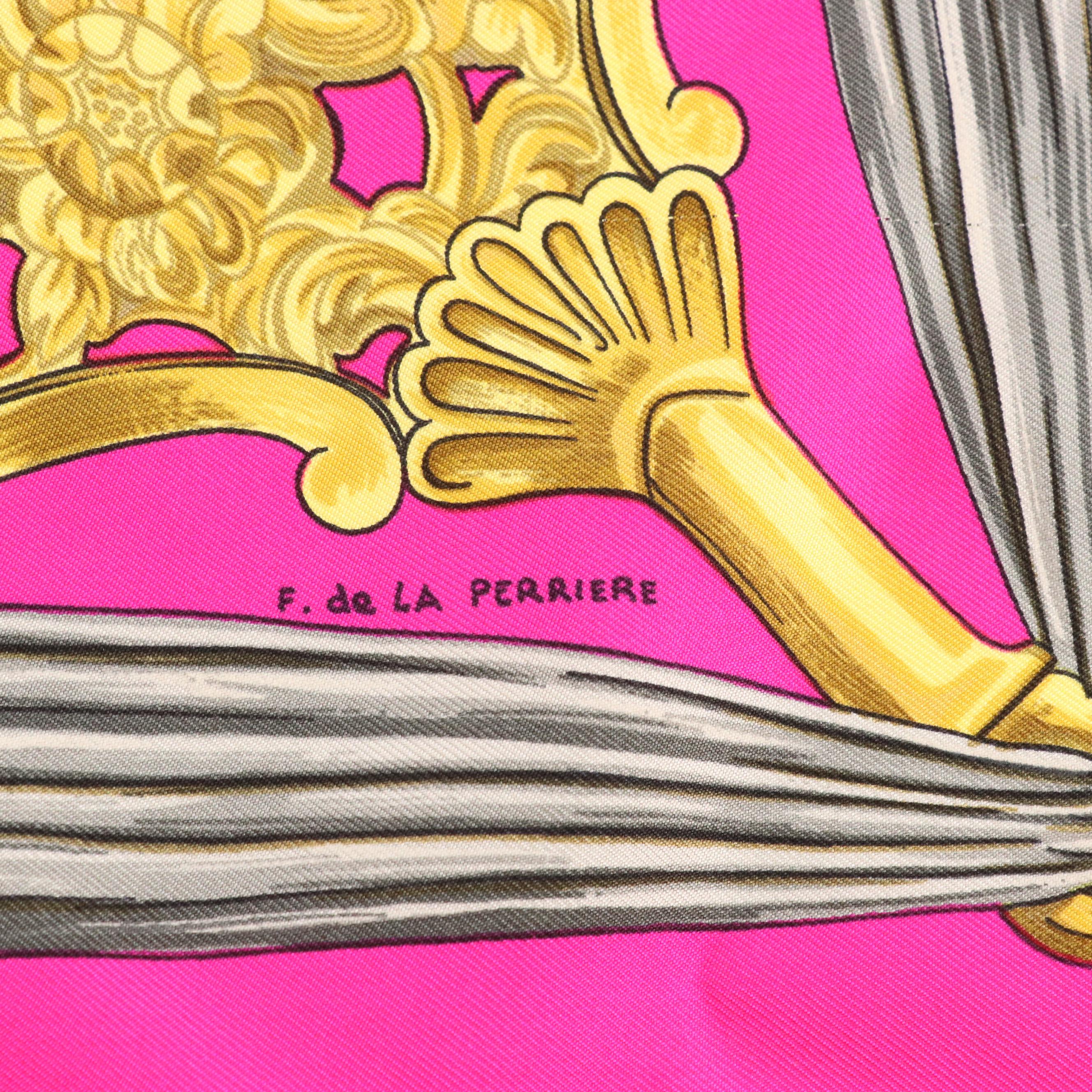 Hermès "Etriers" Hot Pink Silk Twill Scarf 90