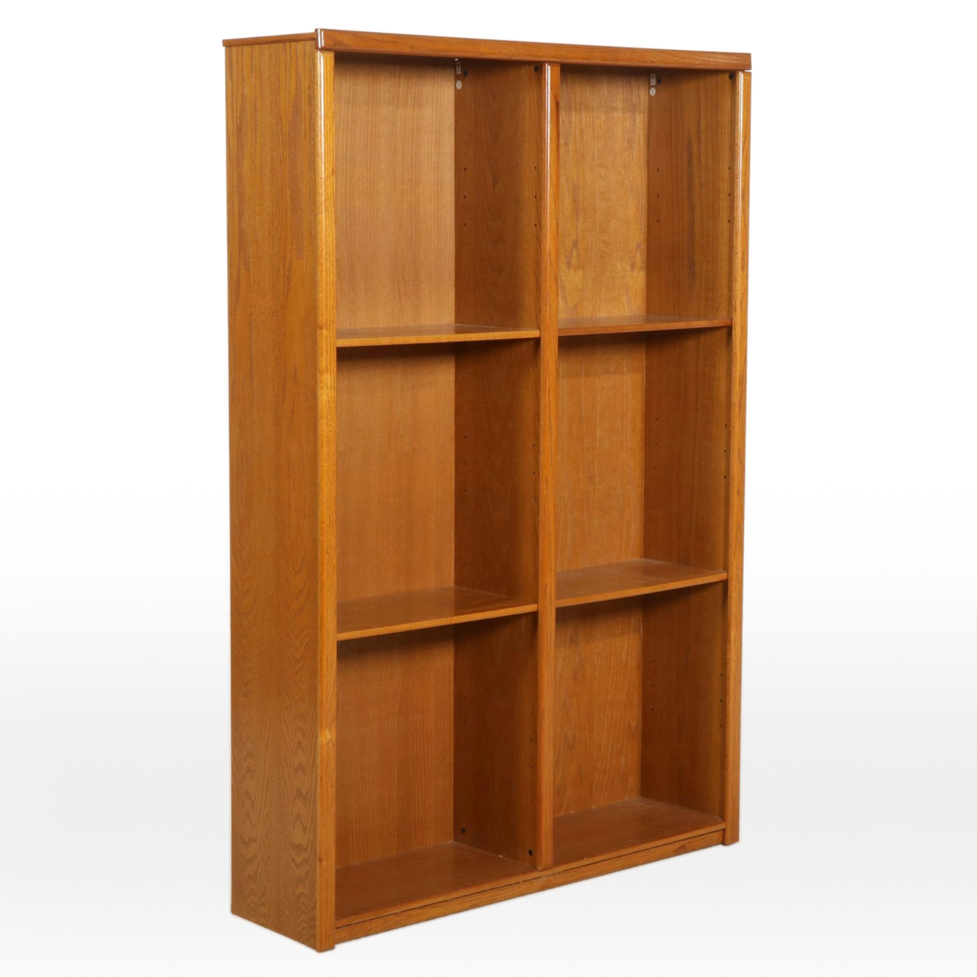 Oak Finished Side-by-Side Bookcase