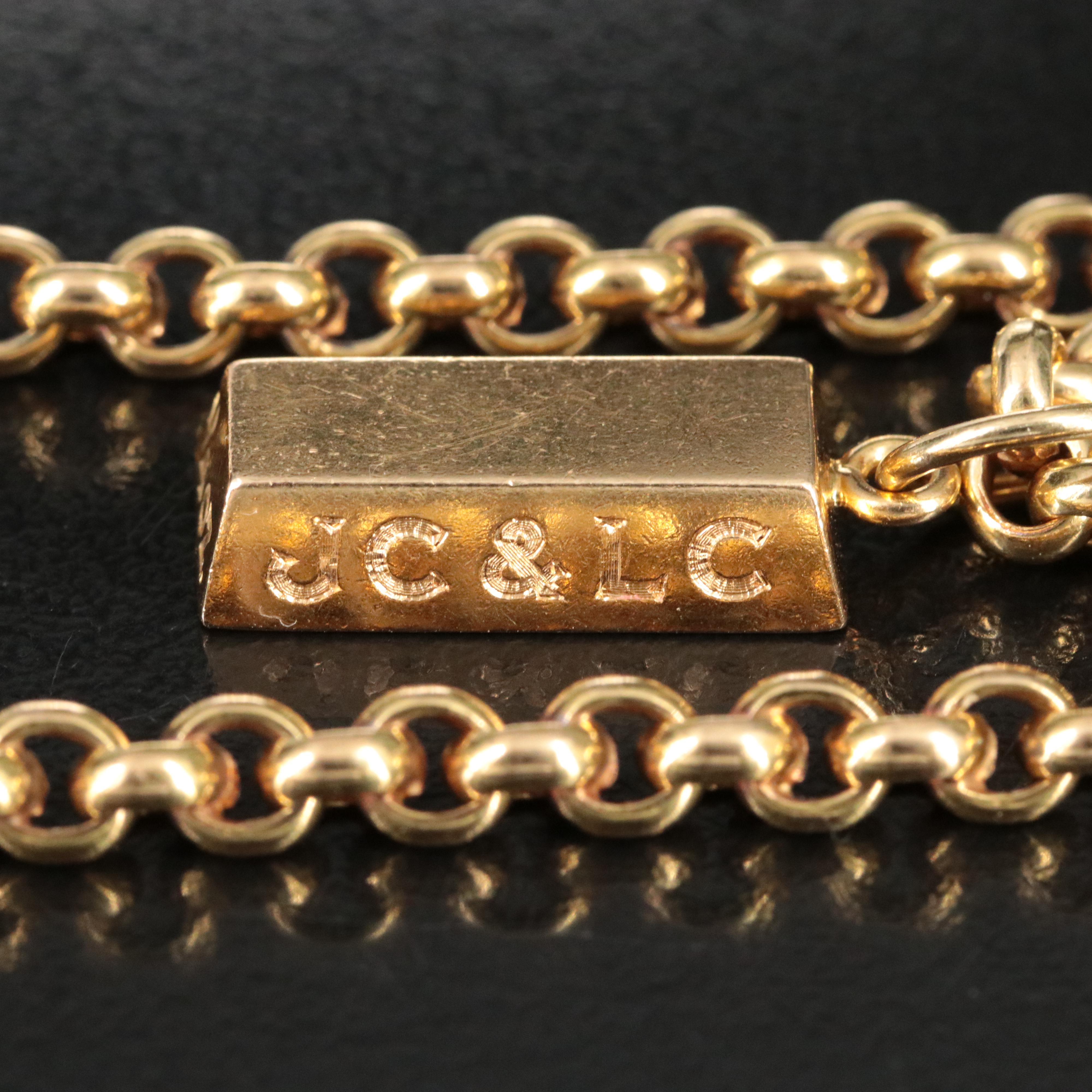 Cartier 18K 1/4 Oz. Ingot Bar Charm with Rolo Chain Necklace