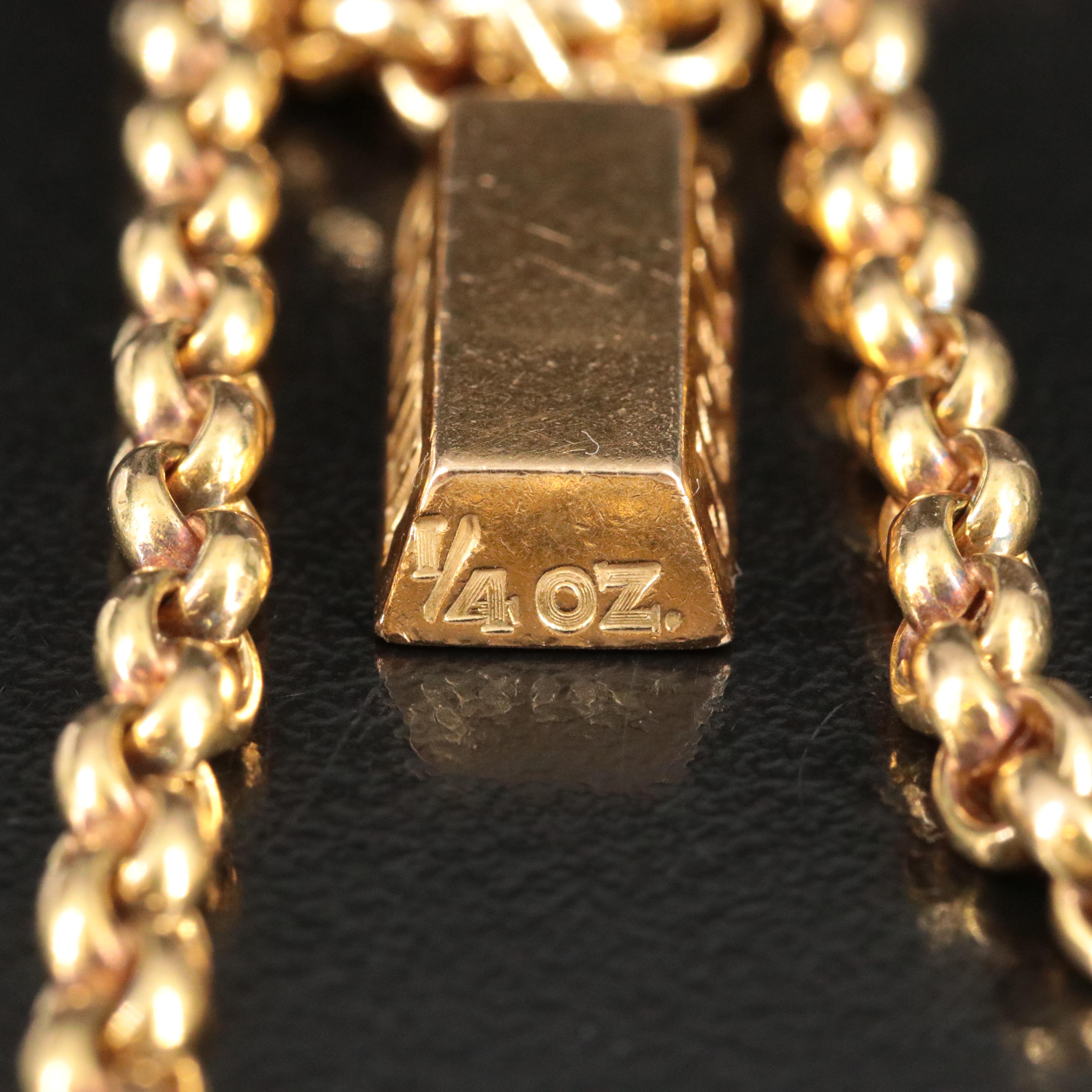 Cartier 18K 1/4 Oz. Ingot Bar Charm with Rolo Chain Necklace