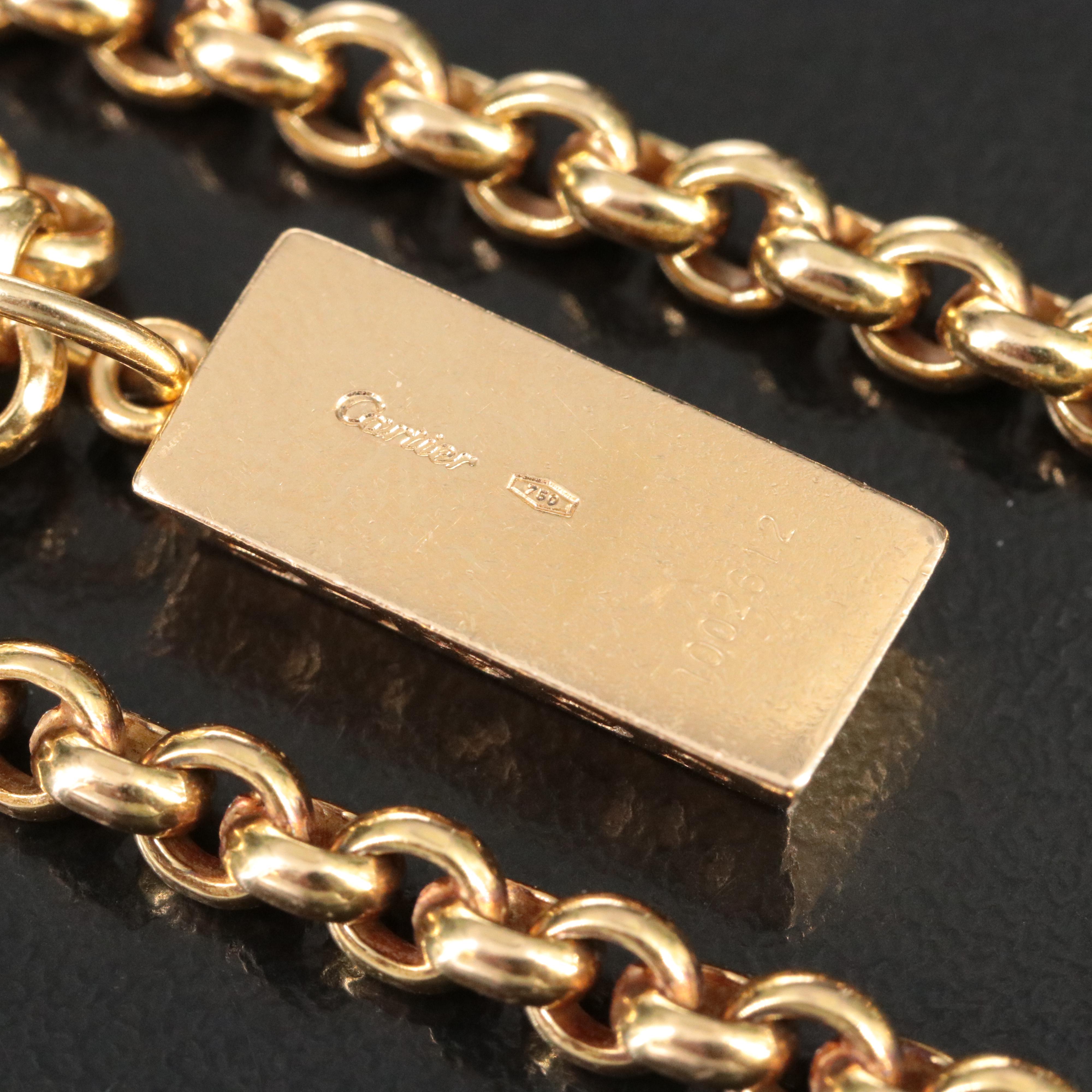 Cartier 18K 1/4 Oz. Ingot Bar Charm with Rolo Chain Necklace