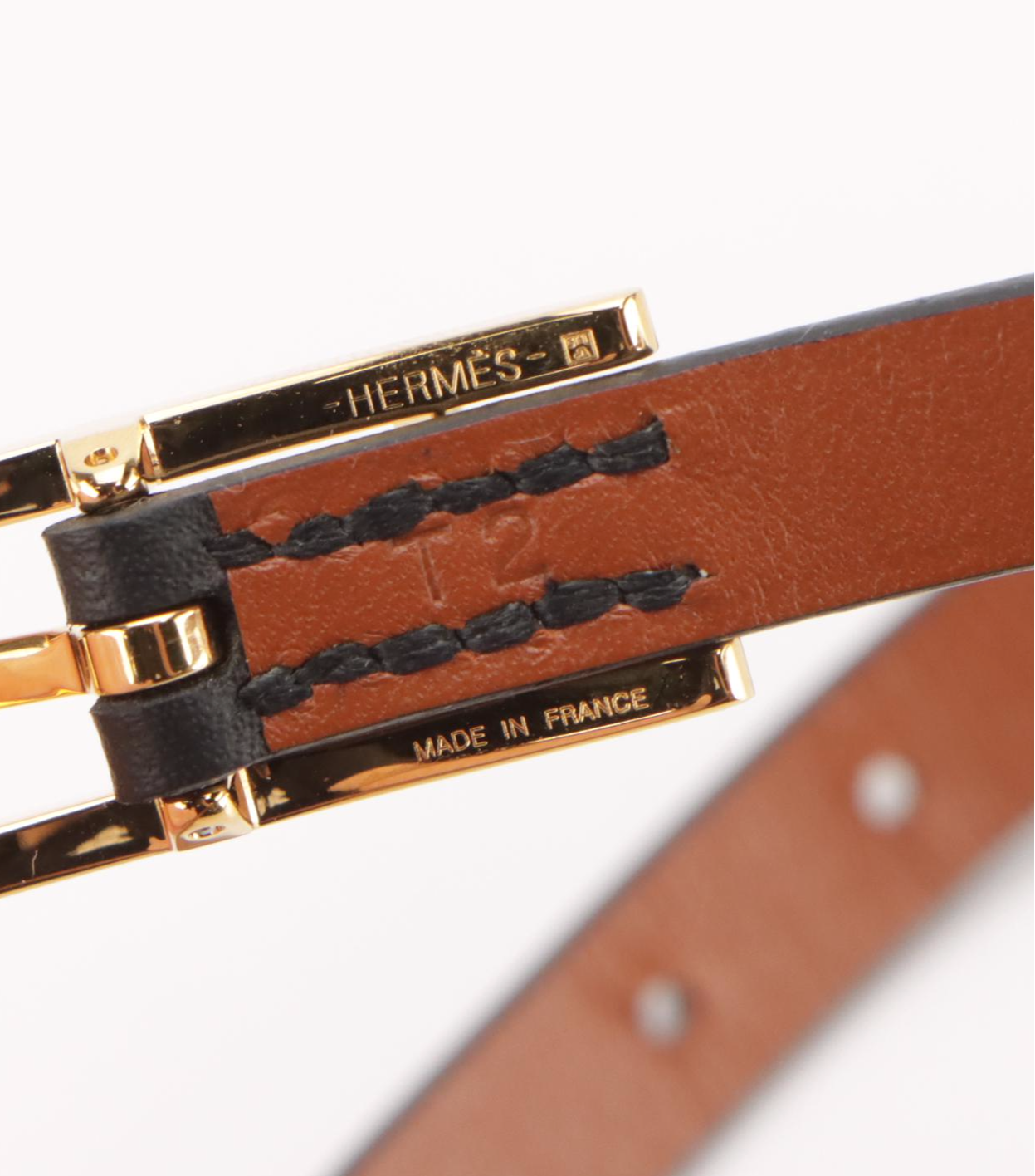 Hermès Behapi Reversible Double Tour Bracelet in Black/Brown Leather, With Box
