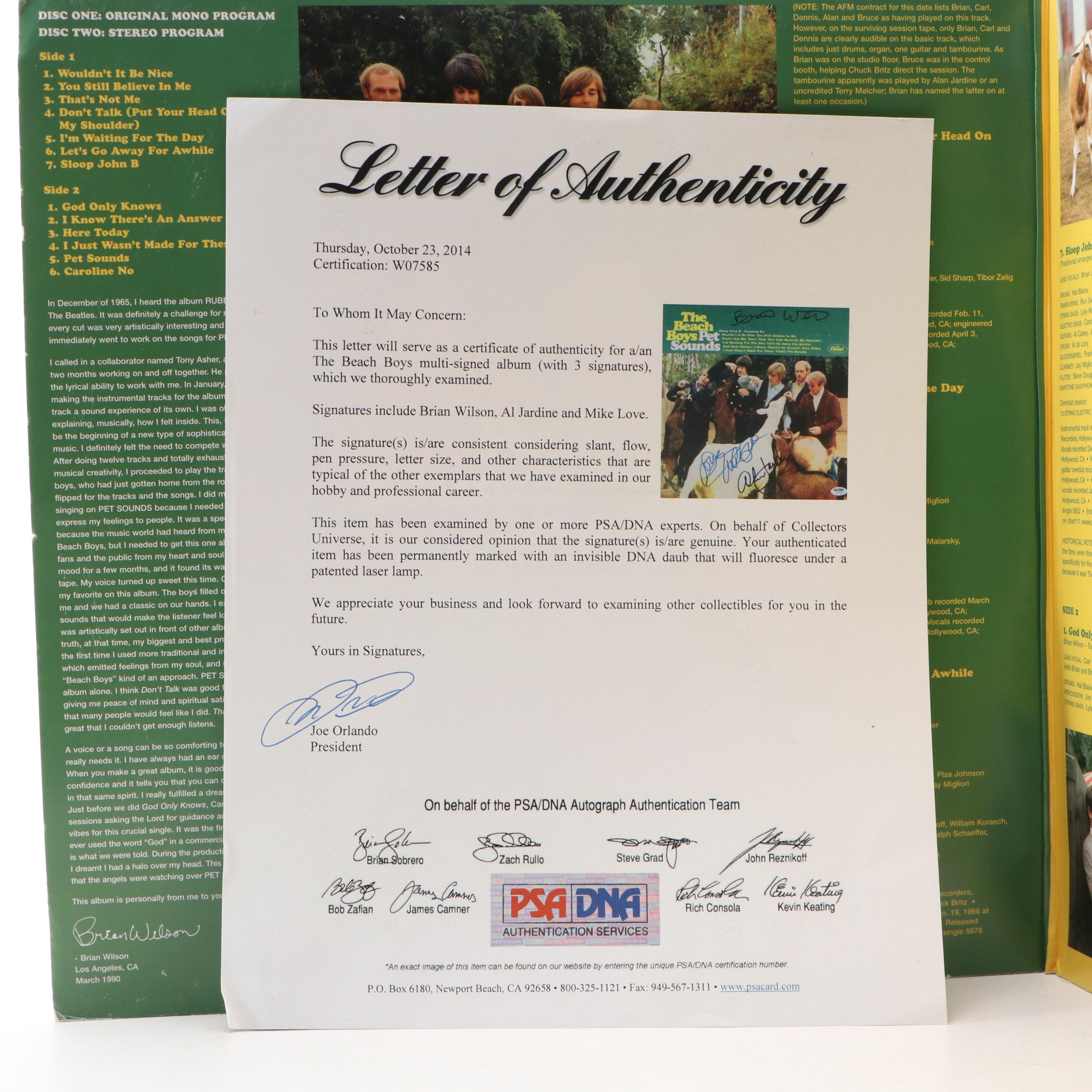 Signed Beach Boys "Pet Sounds" Album, Including Brian Wilson Signature, PSA