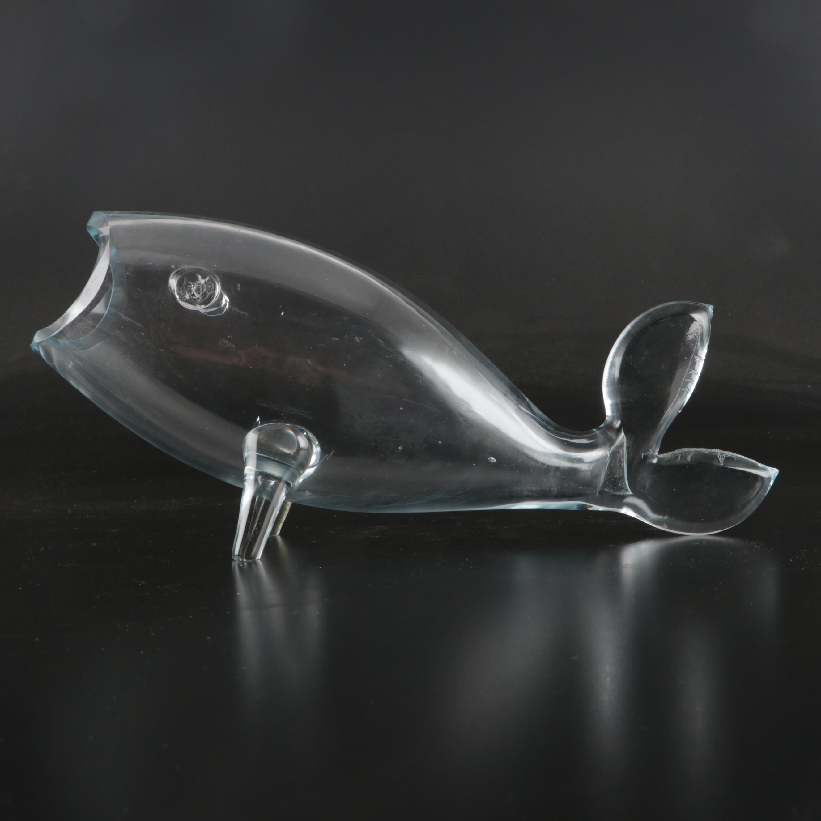 Blenko Style Crystal Whale Vase
