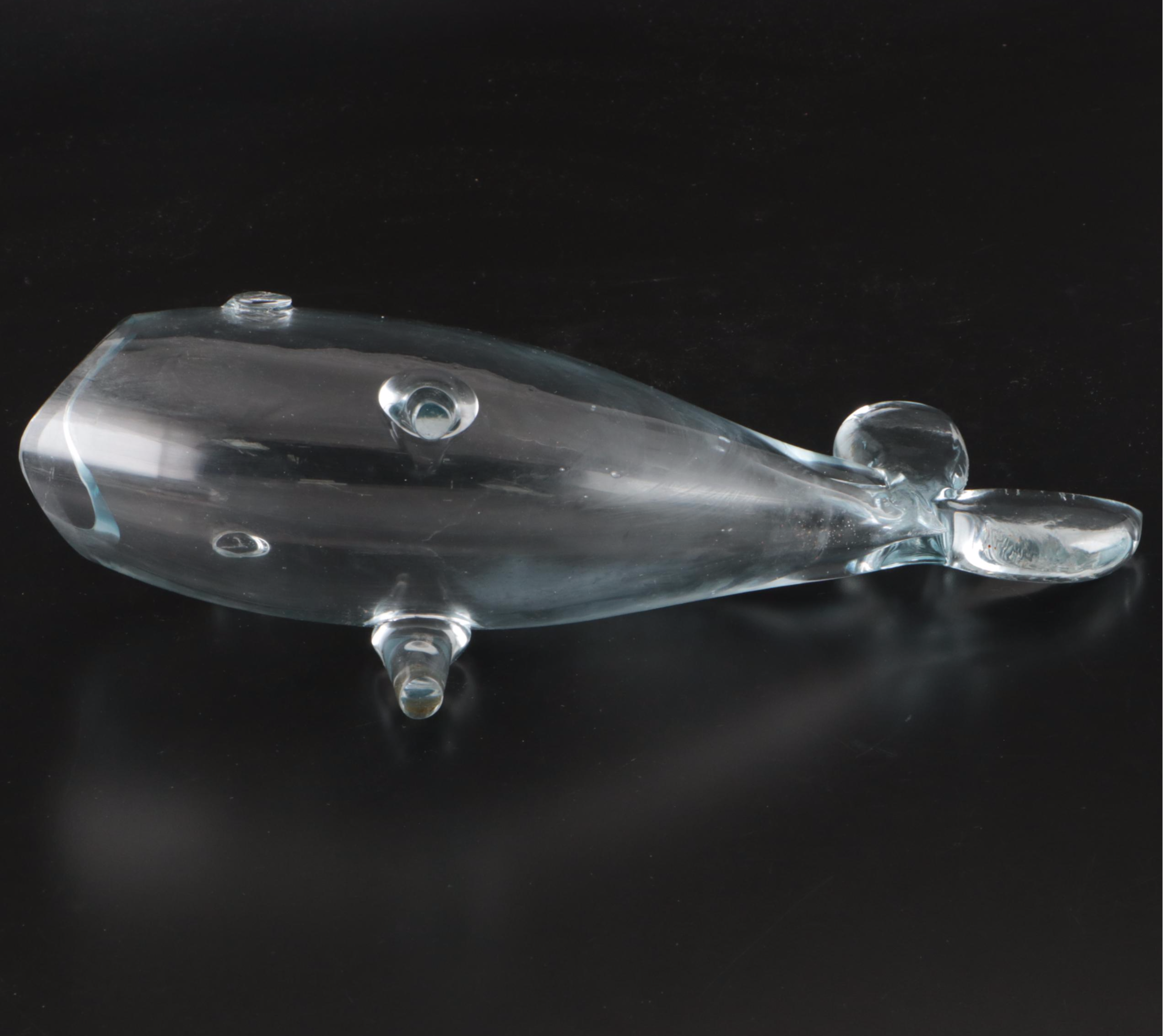 Blenko Style Crystal Whale Vase