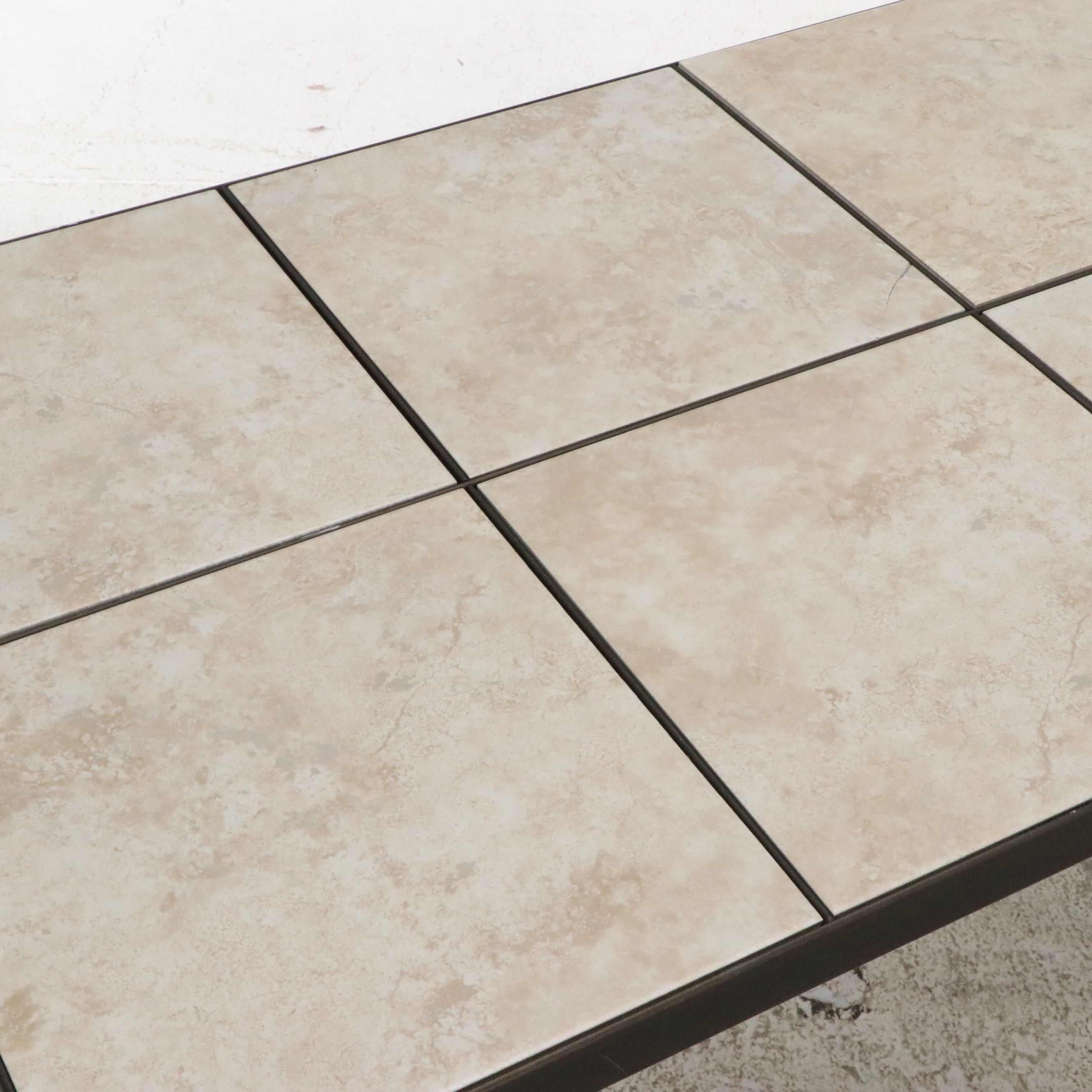 Pair of Woodard Landgrave Ceramic Tile Topped Metal Patio Tables