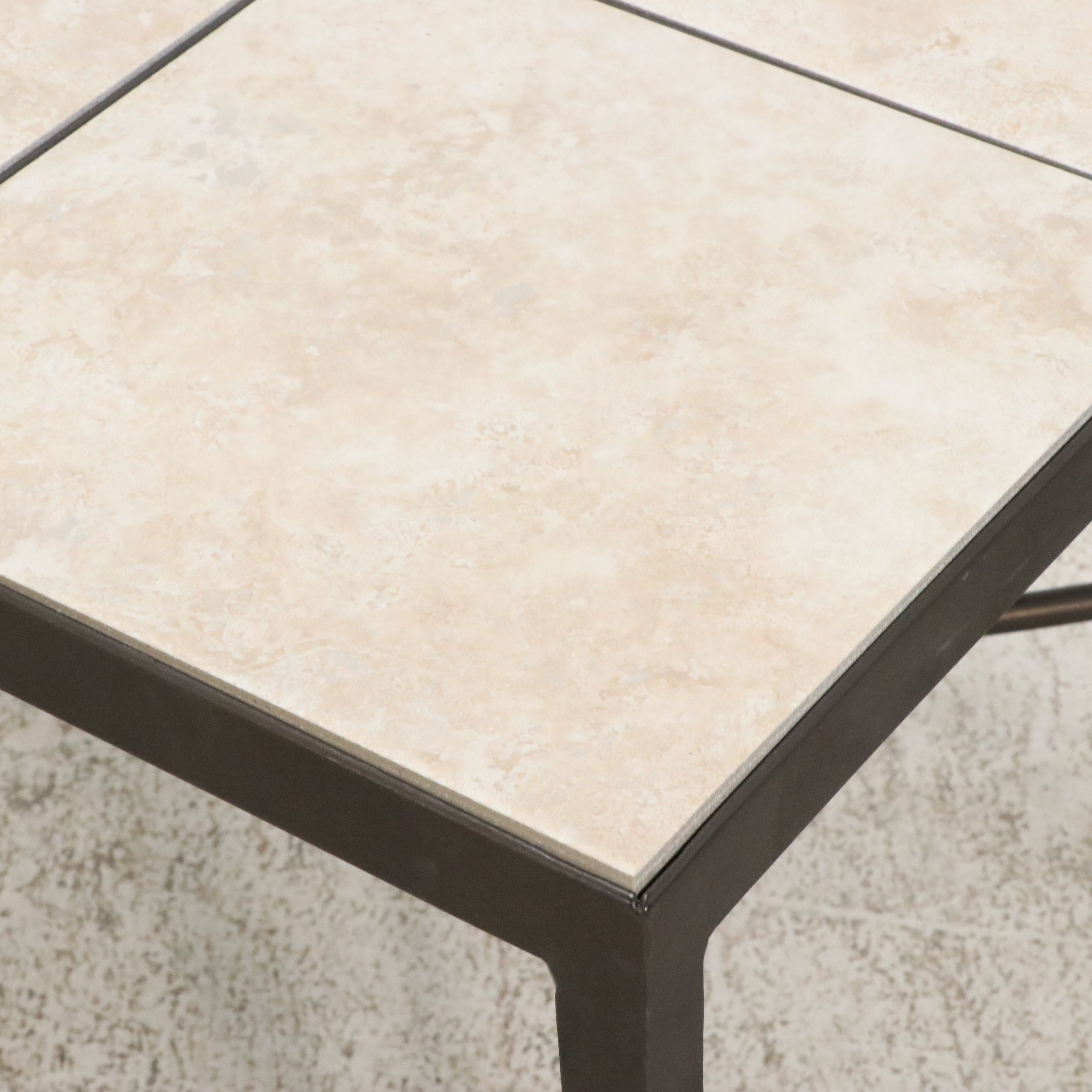 Pair of Woodard Landgrave Ceramic Tile Topped Metal Patio Tables