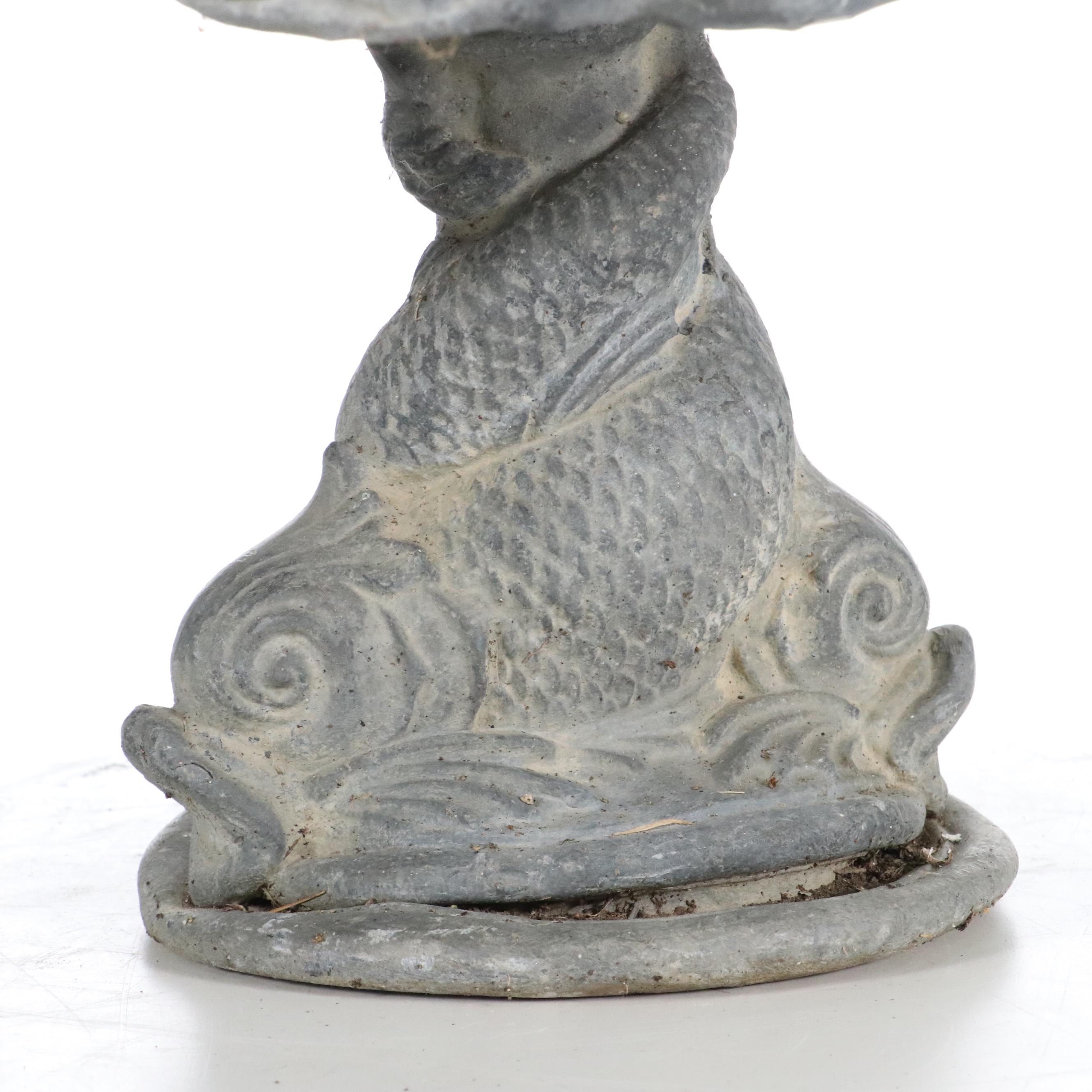 Rocaille Shell Form Birdbath with Dolphin Base
