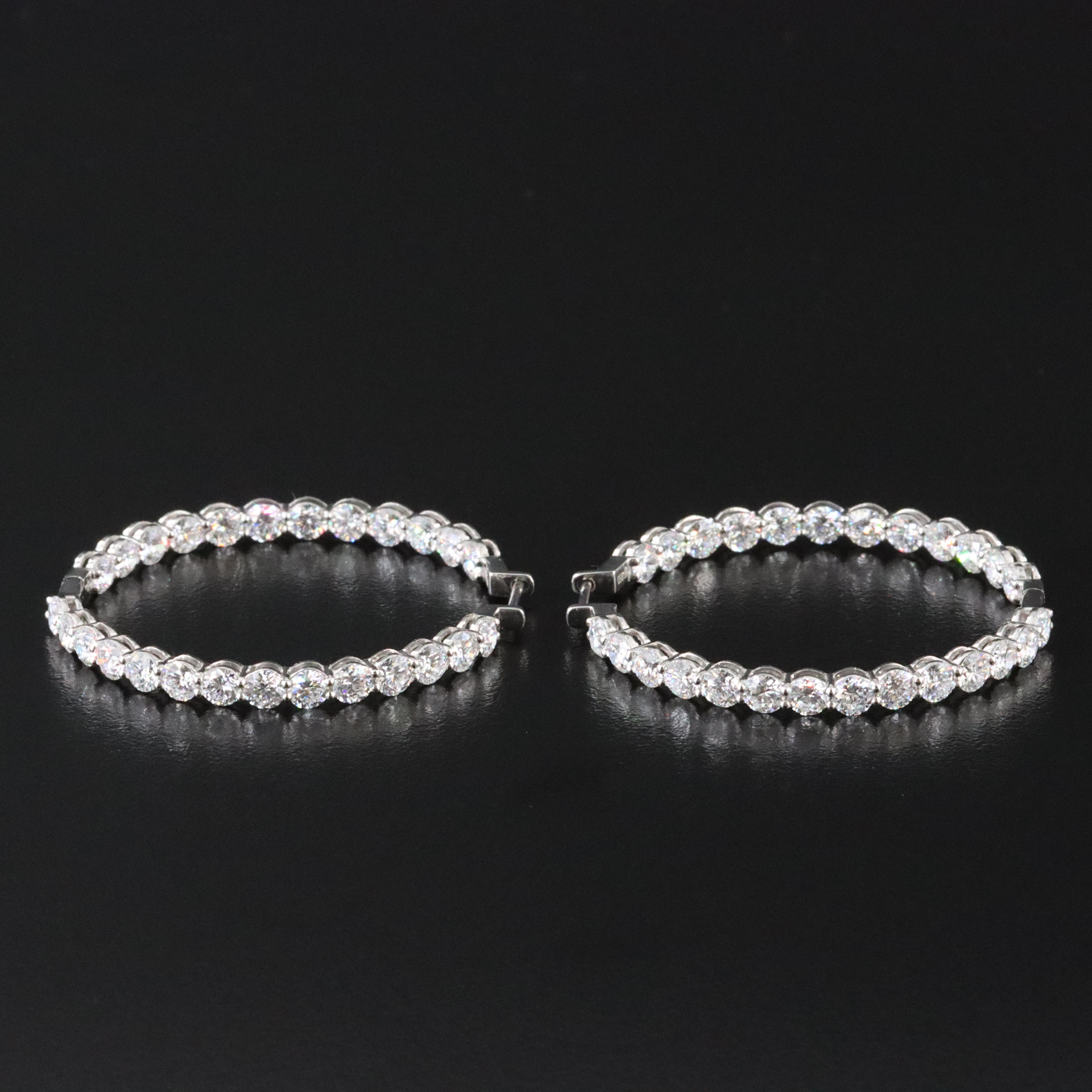 Platinum 8.95 CTW Lab Grown Diamond Inside Out Hoop Earrings