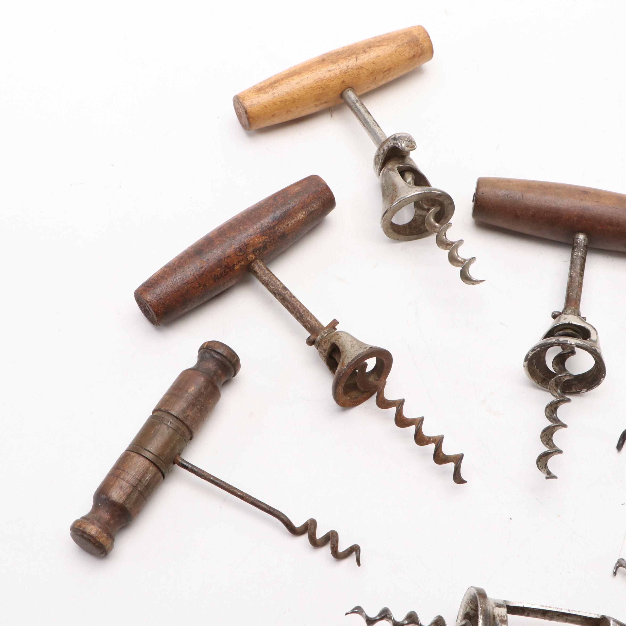 Antler with Wooden Handled and Other Wine Bottle Openers and Champagne Bucket