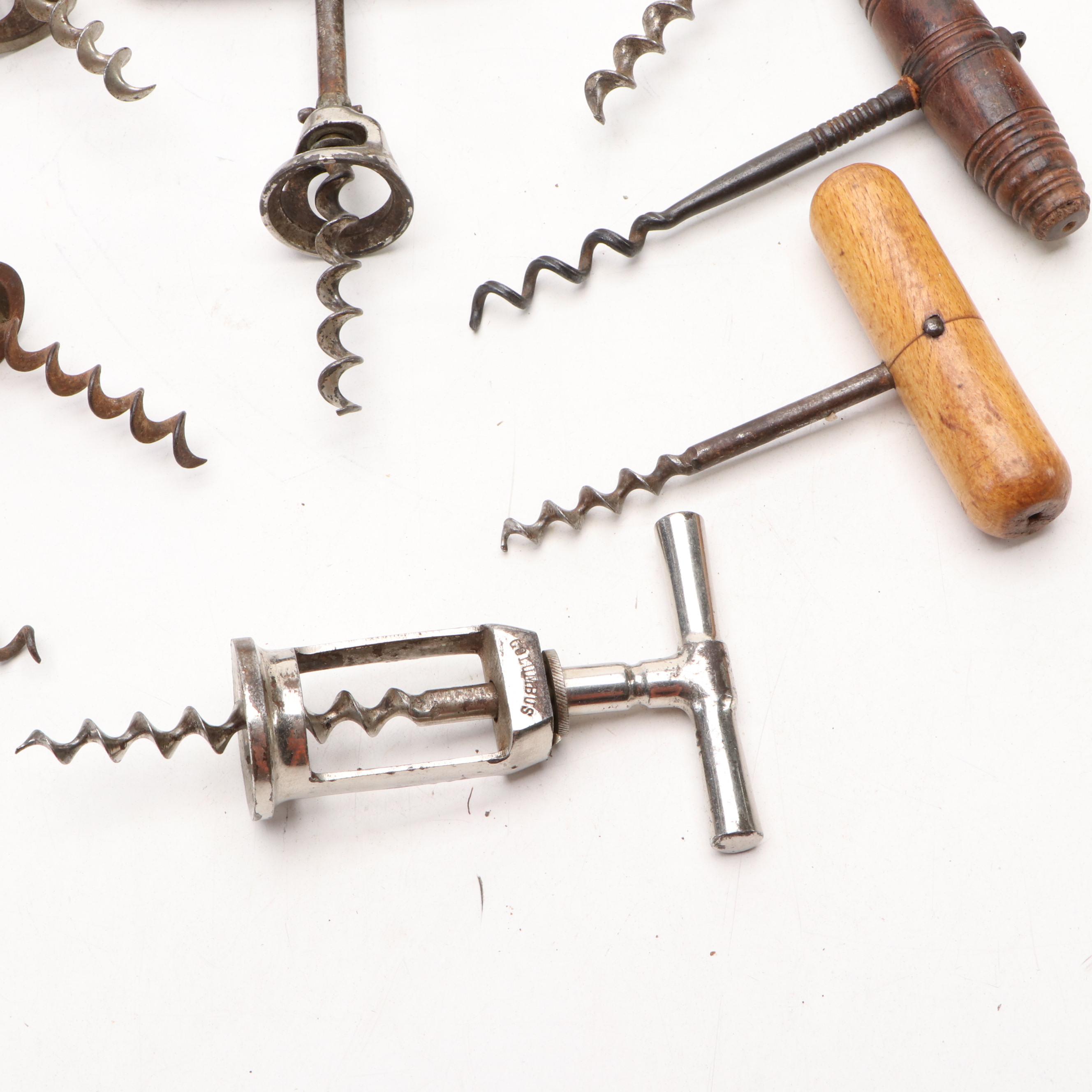 Antler with Wooden Handled and Other Wine Bottle Openers and Champagne Bucket