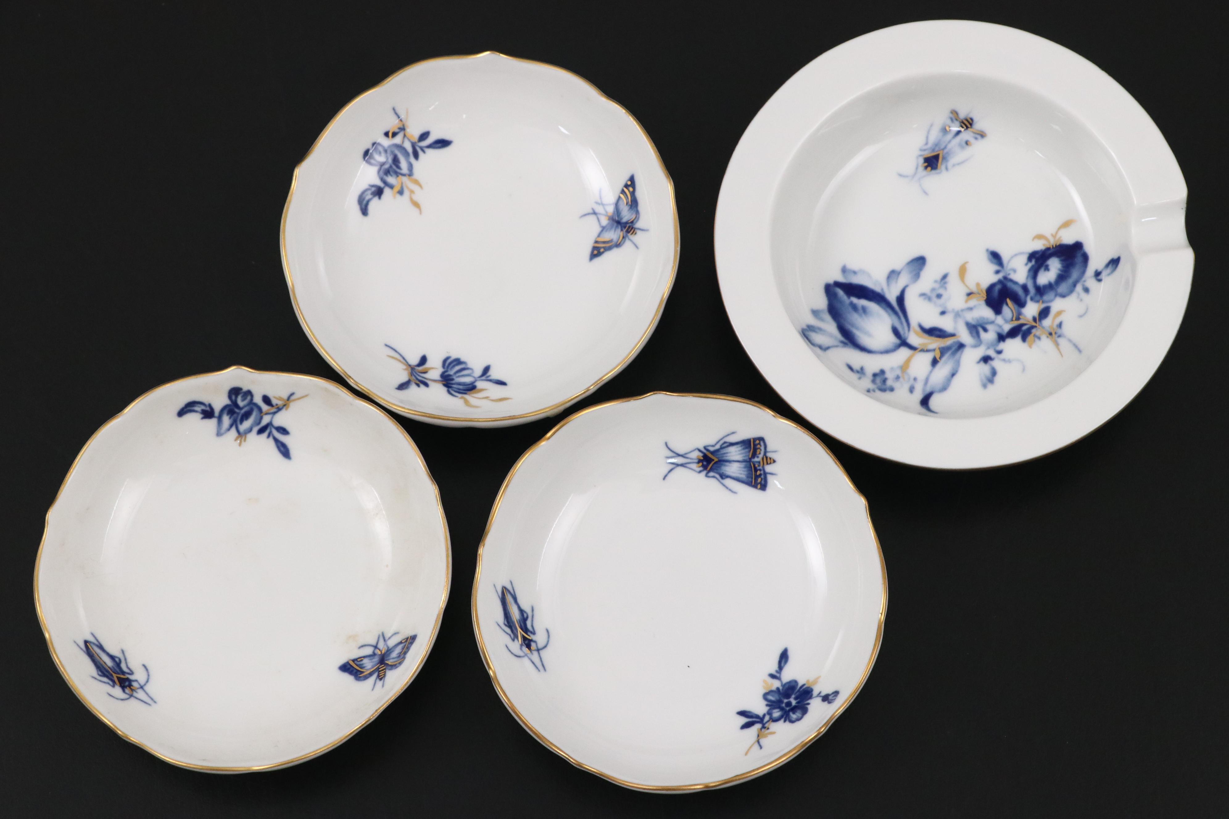 Meissen Porcelain Plate, Bowl, Ashtray, and More Table Accessories