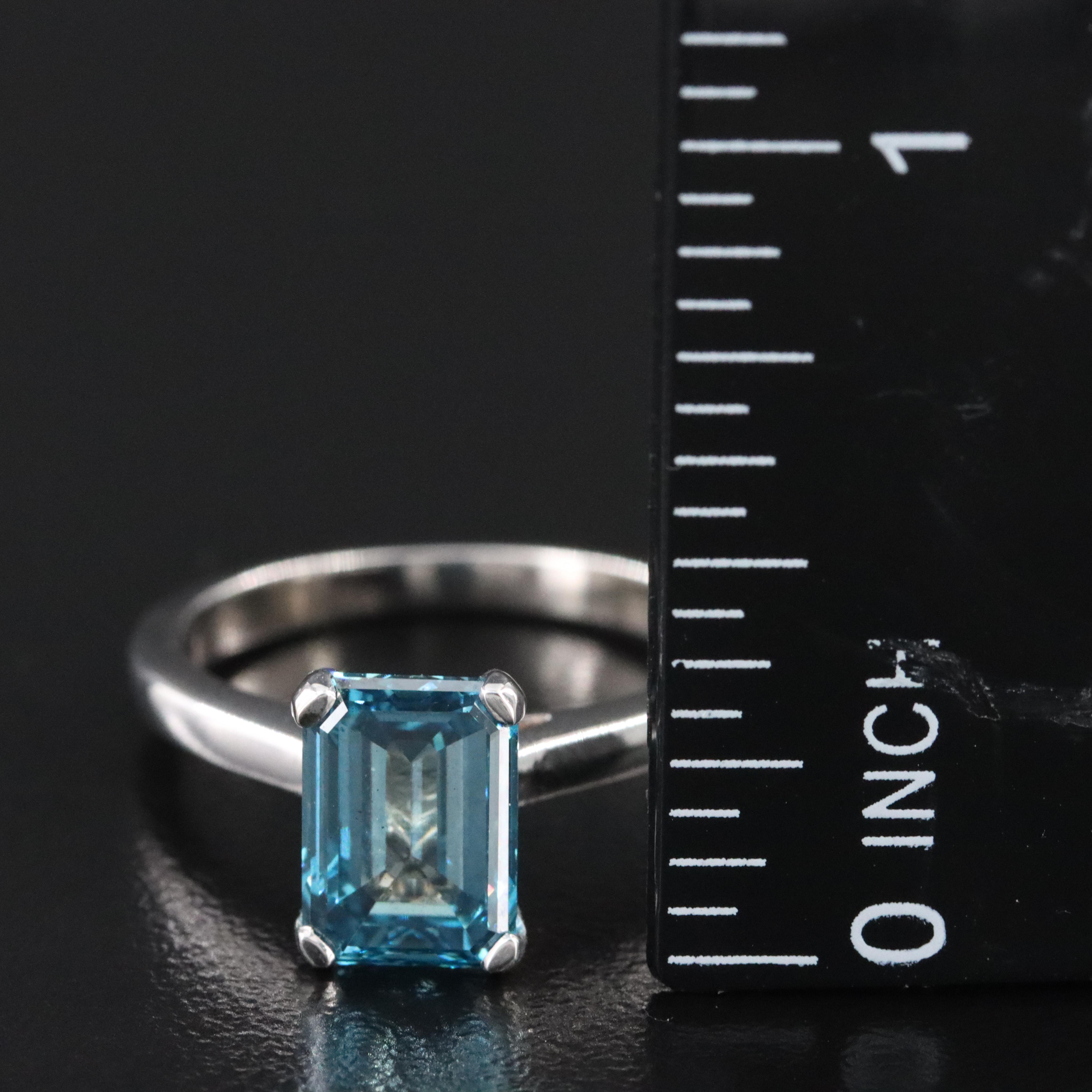 14K 2.18 CT Fancy Blue Lab Grown Diamond Solitaire Ring