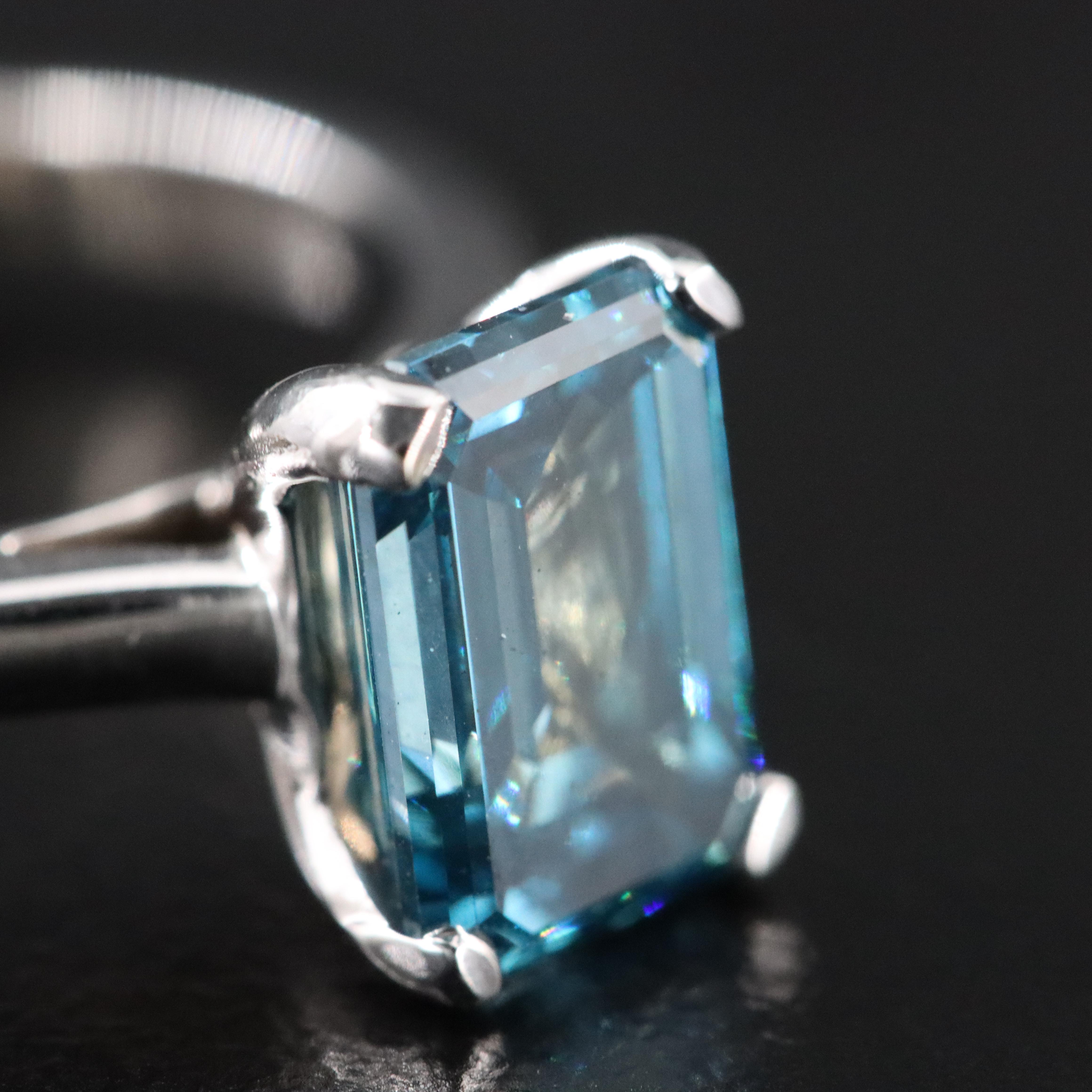 14K 2.18 CT Fancy Blue Lab Grown Diamond Solitaire Ring