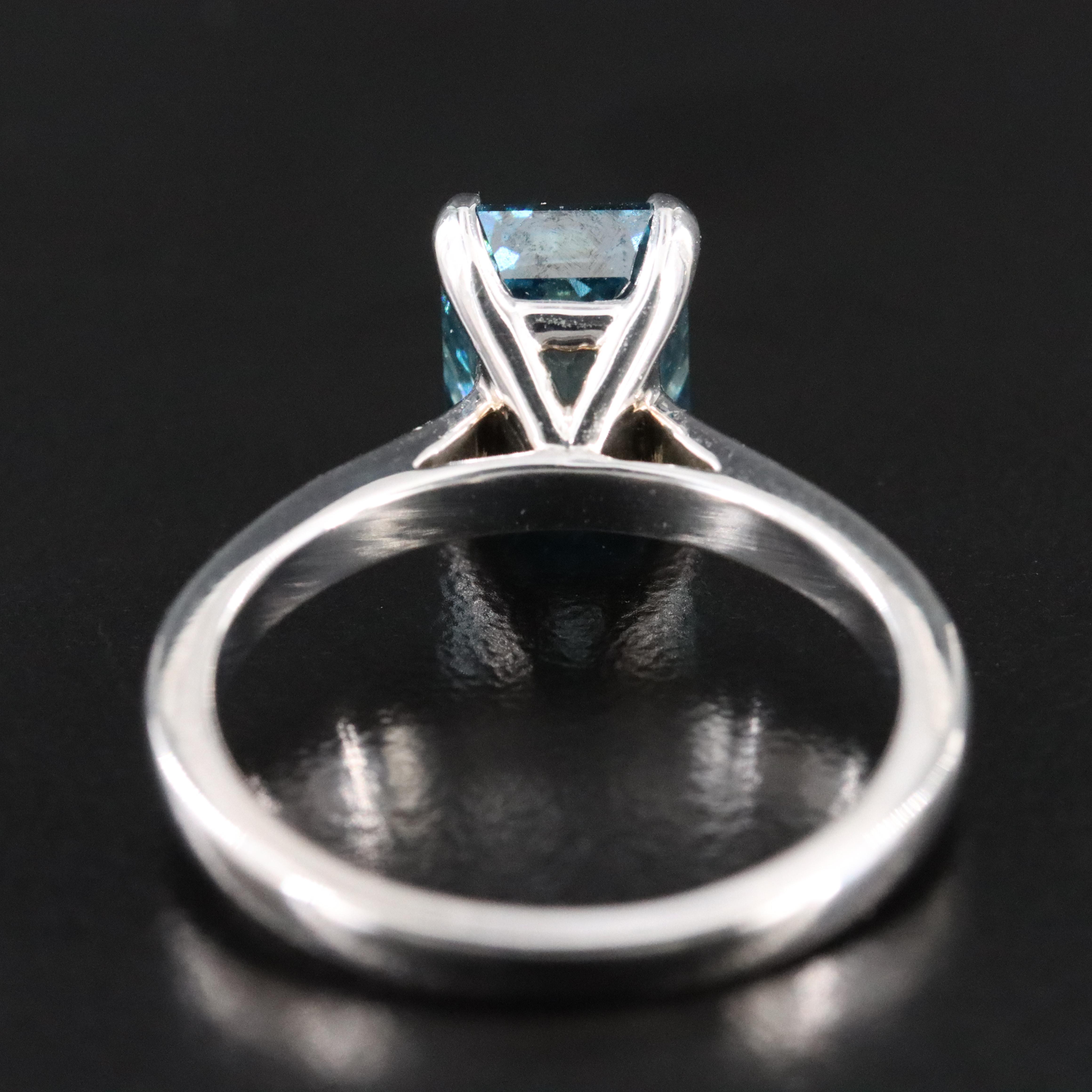 14K 2.18 CT Fancy Blue Lab Grown Diamond Solitaire Ring