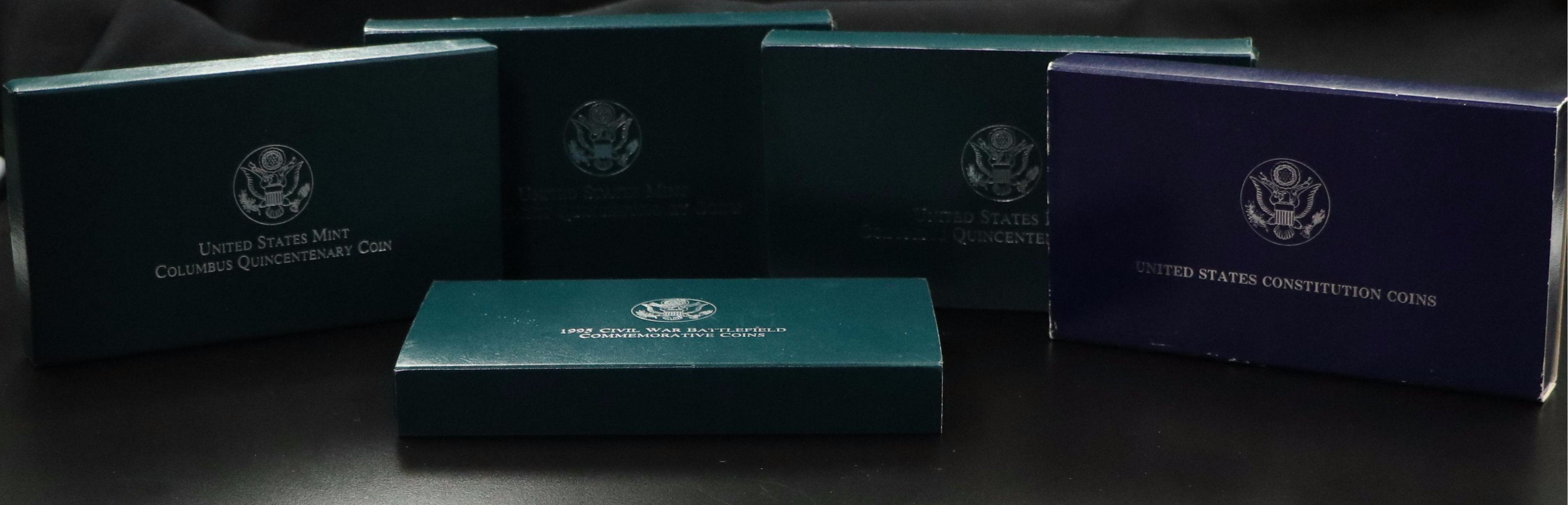 Five Proof Modern Commemorative Silver Dollars