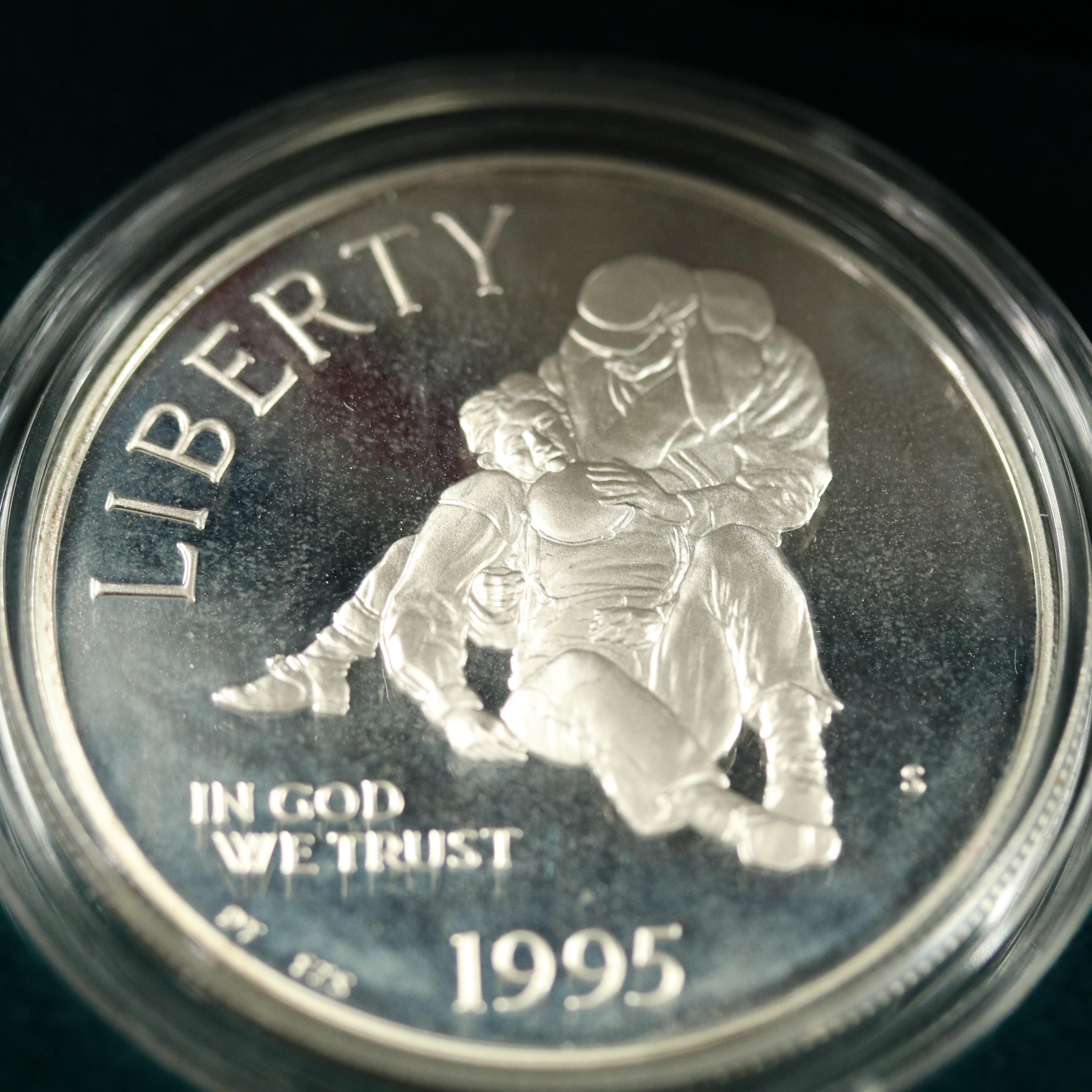 Five Proof Modern Commemorative Silver Dollars
