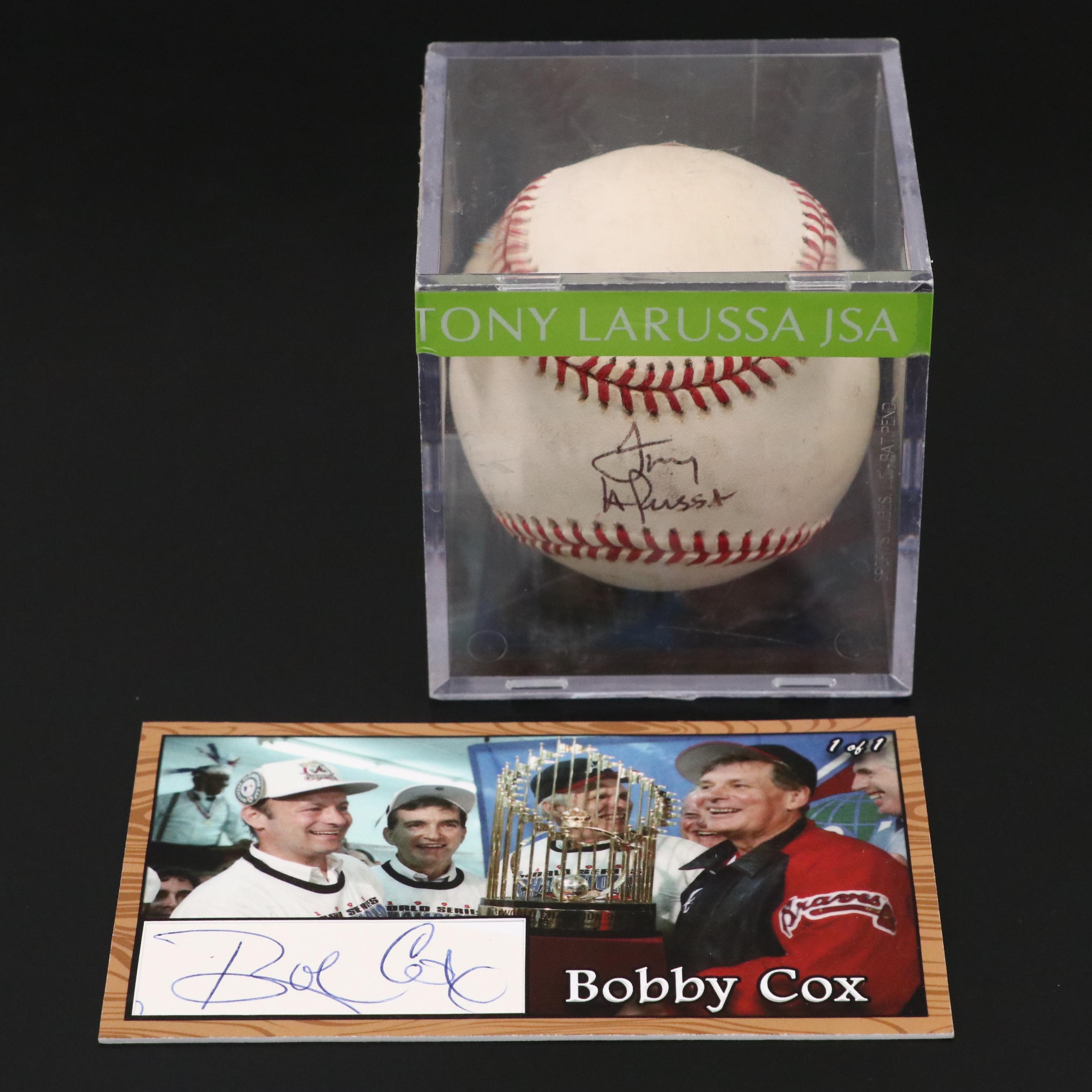 Tony La Russa Signed Rawlings Official Baseball with Bobby Cox Signed Card, JSA