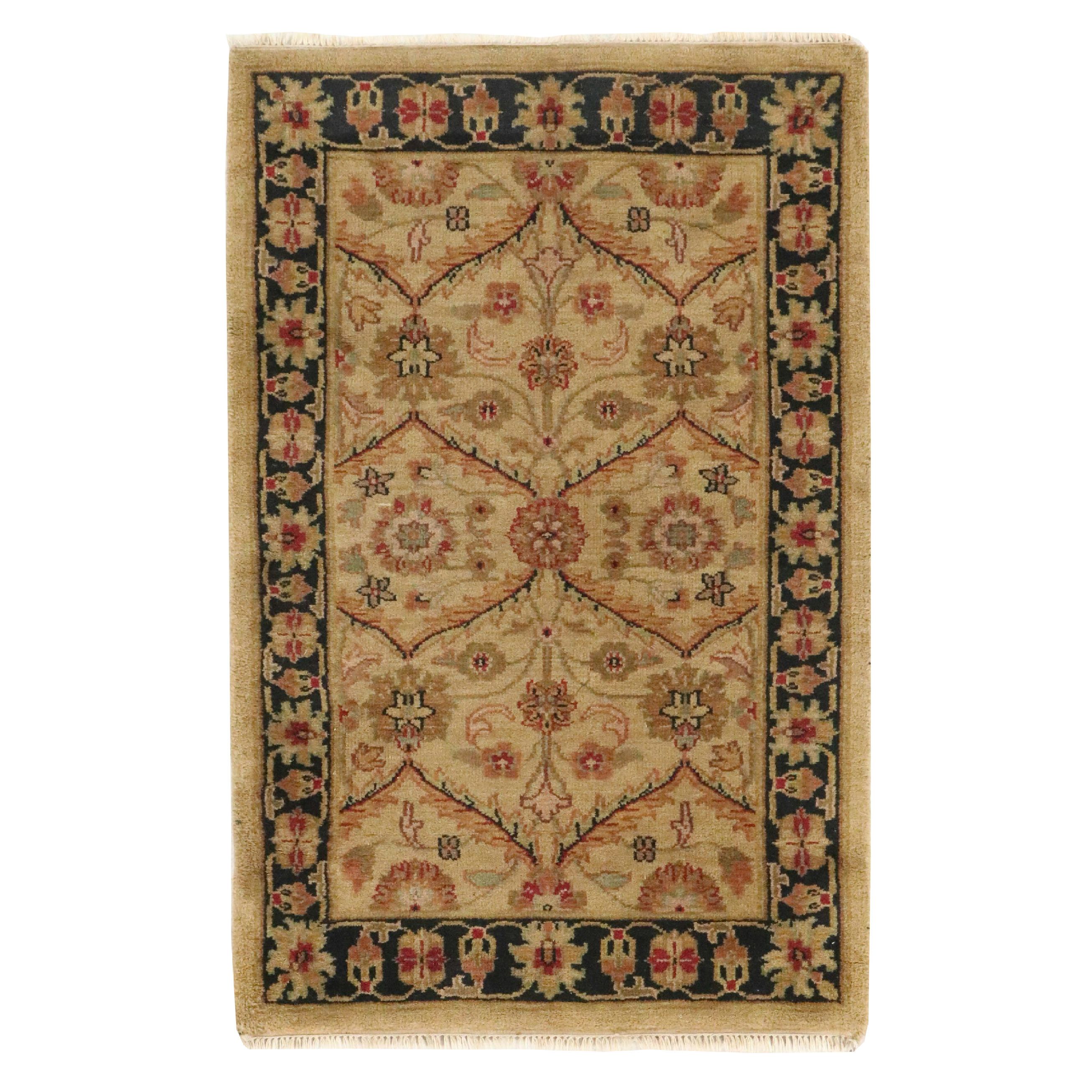 4'1 x 6'5 Hand-Knotted Indian Agra Area Rug