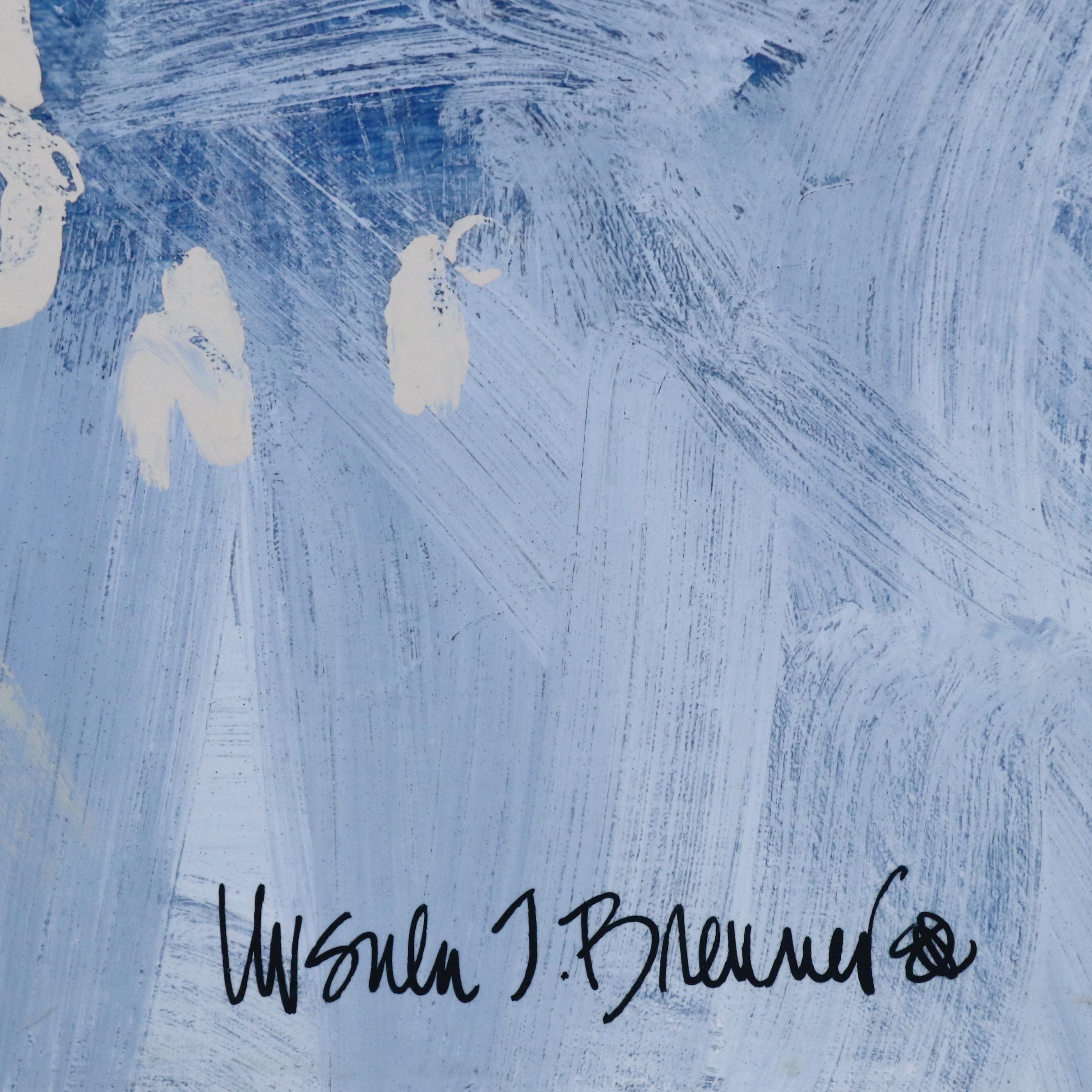 Ursula J. Brenner Abstract Mixed Media Painting, 21st Century